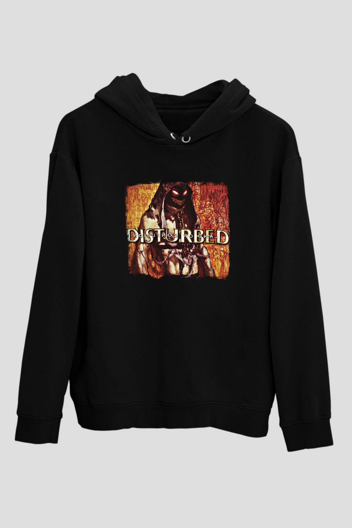 Disturbed Baskılı Unisex Siyah Hoodie
