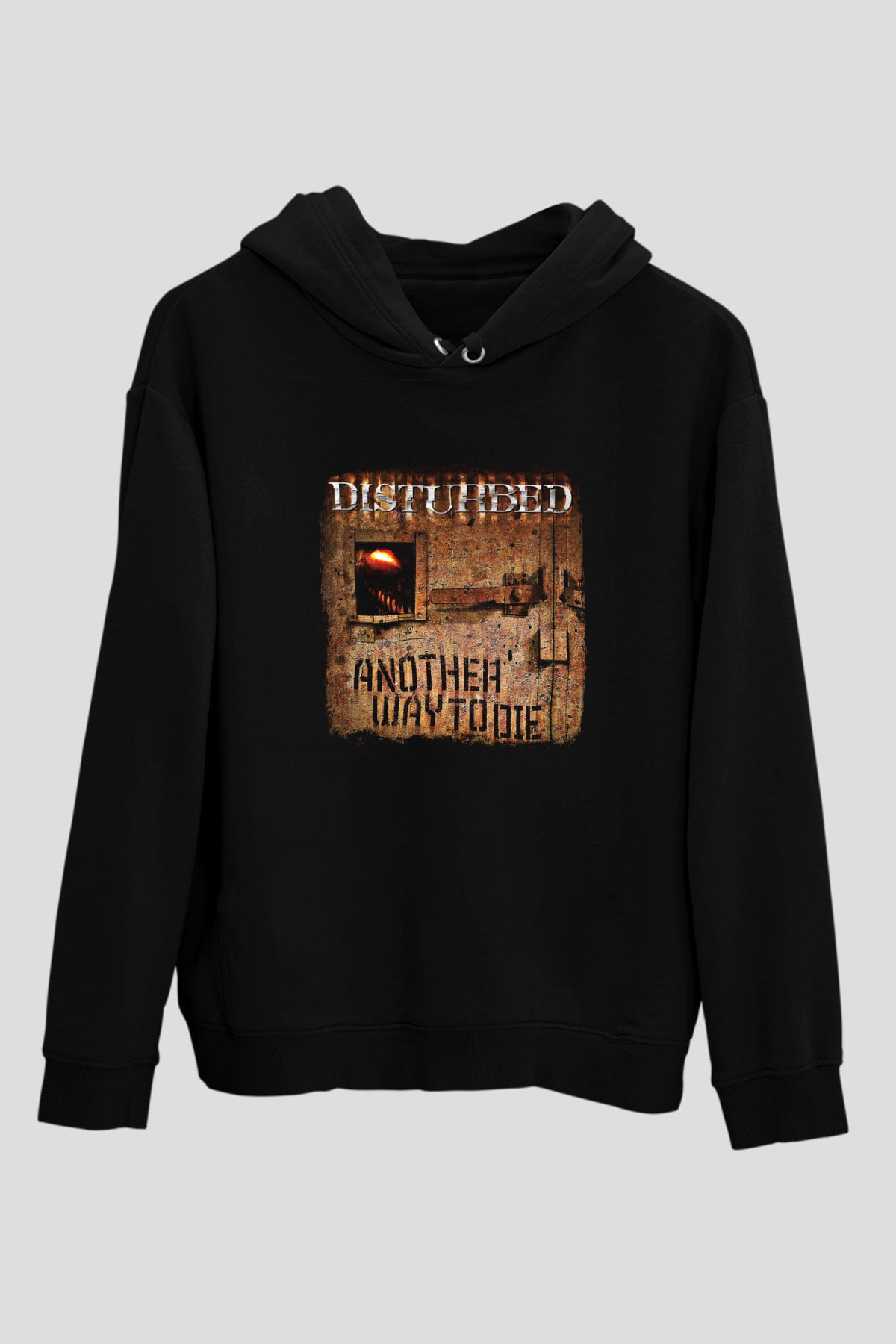 Disturbed Baskılı Unisex Siyah Hoodie