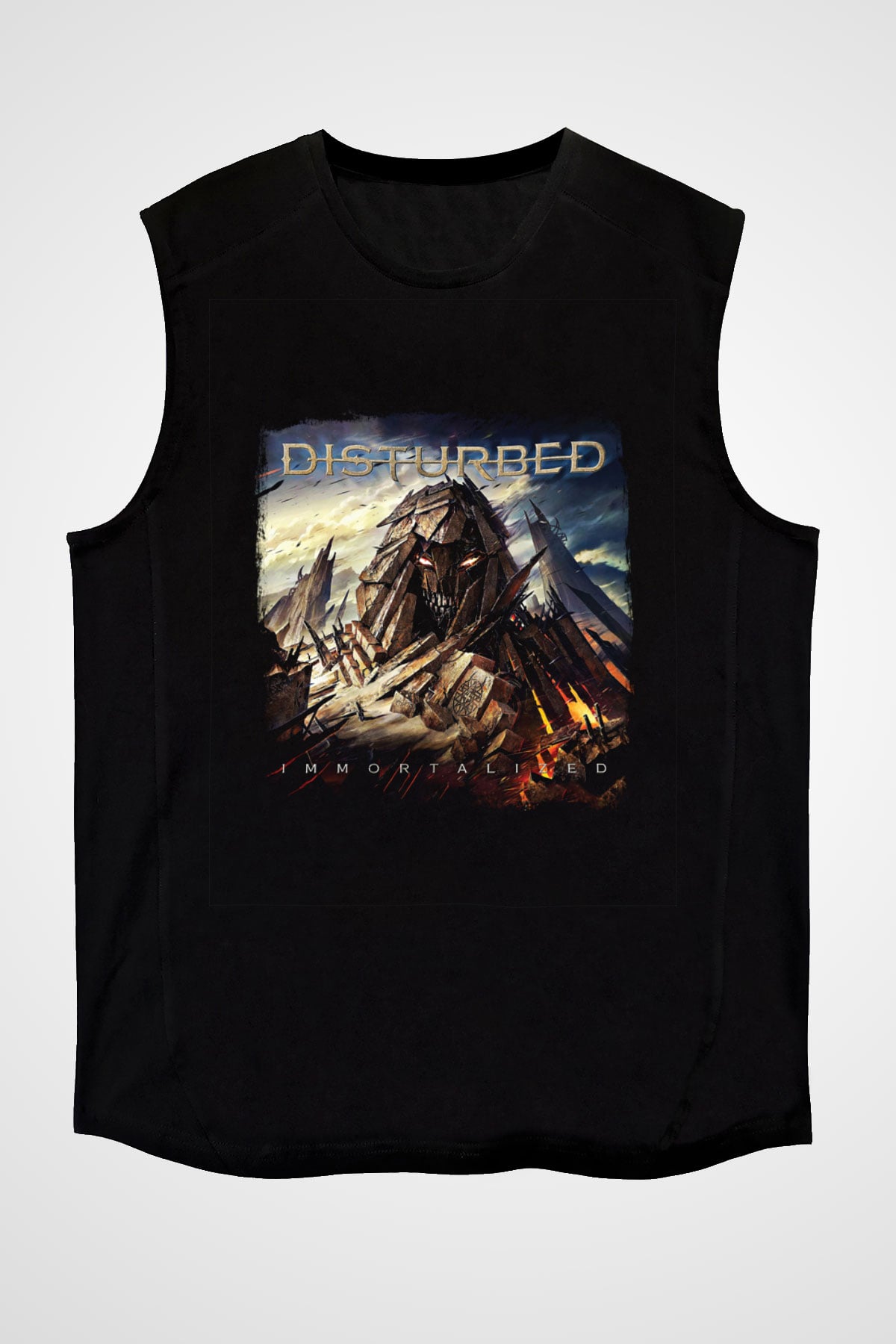 Disturbed Baskılı Unisex Siyah Kolsuz Tişört