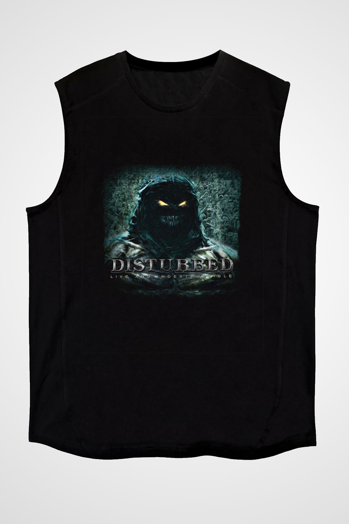 Disturbed Baskılı Unisex Siyah Kolsuz Tişört