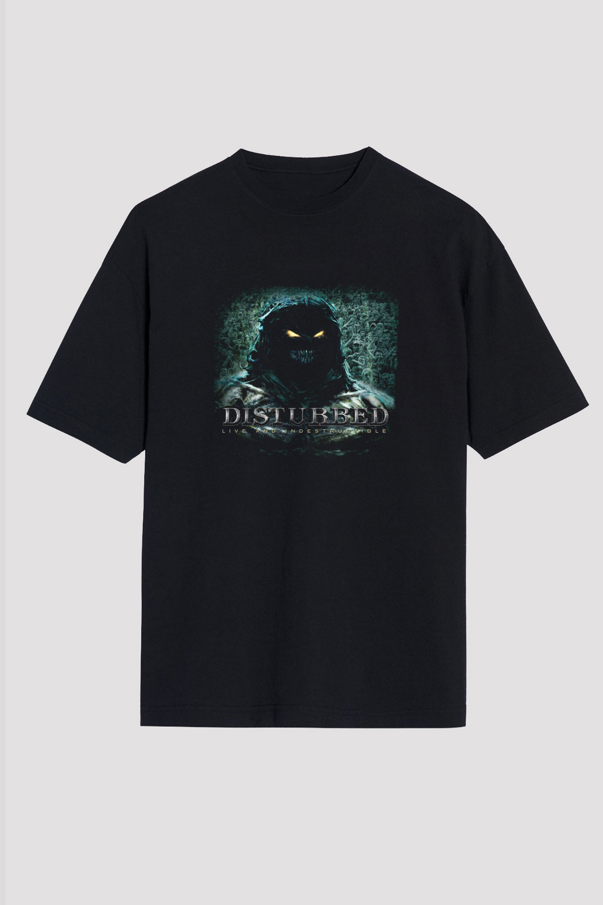 Disturbed Baskılı Unisex Siyah Oversize Tişört