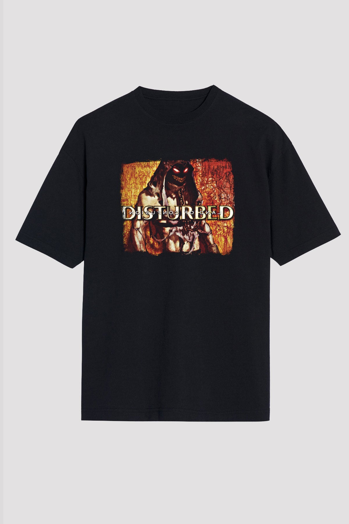 Disturbed Baskılı Unisex Siyah Oversize Tişört