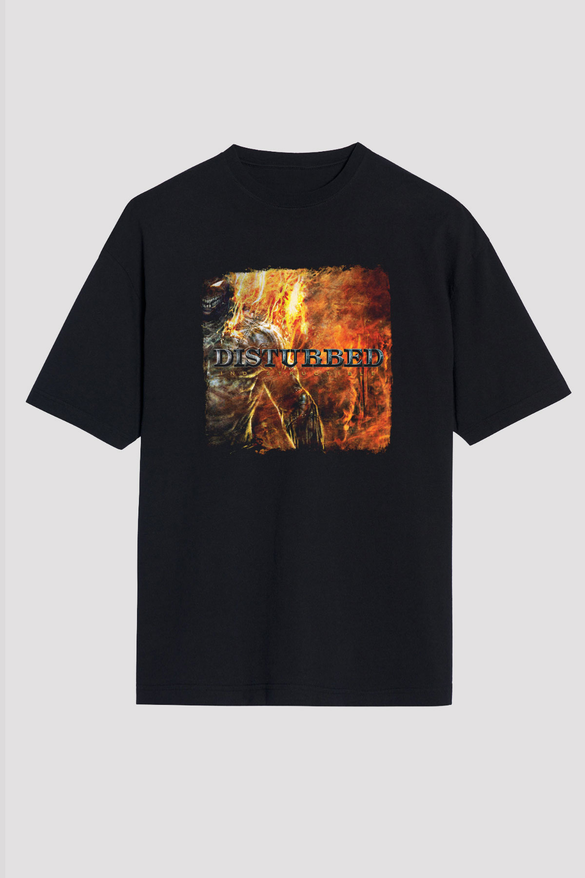 Disturbed Baskılı Unisex Siyah Oversize Tişört
