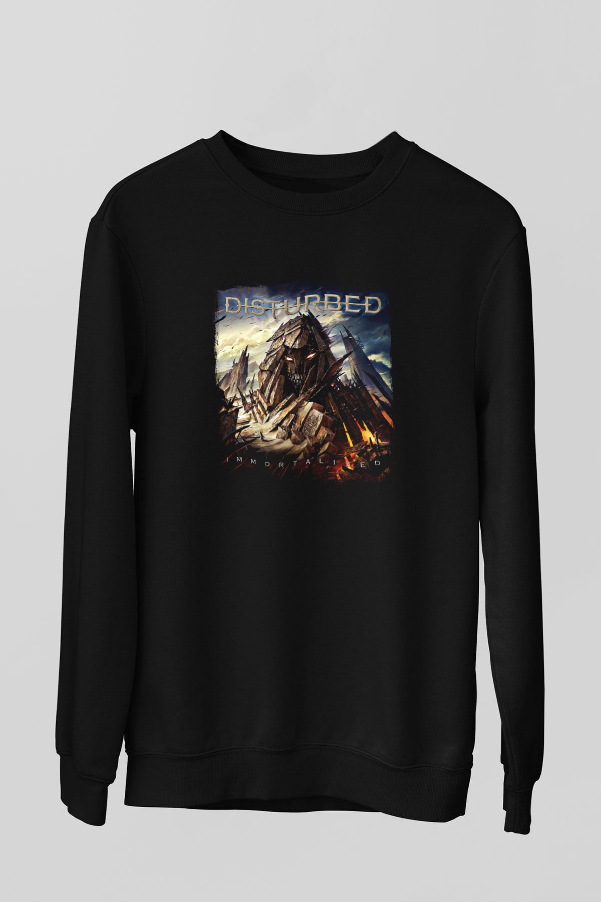Disturbed Baskılı Unisex Siyah Sweatshirt