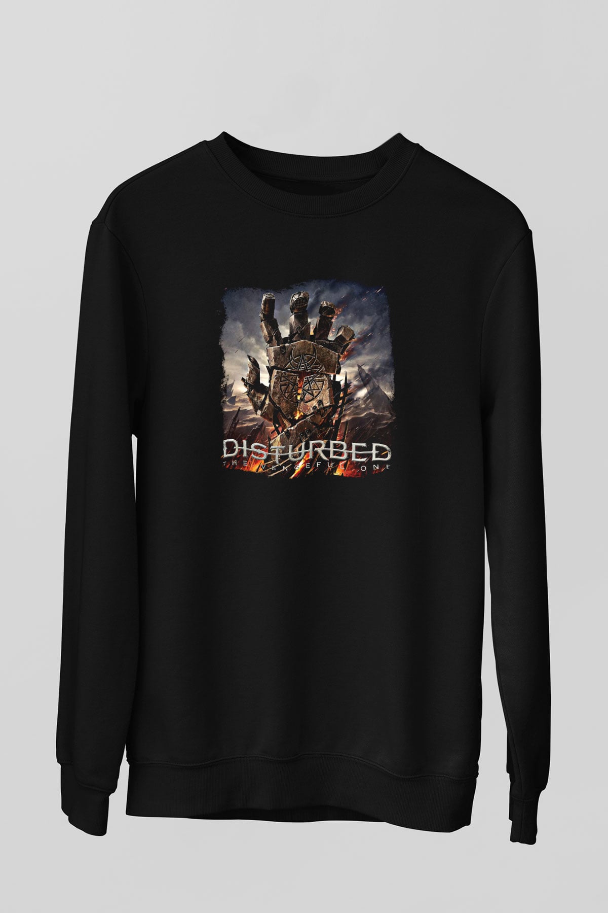 Disturbed Baskılı Unisex Siyah Sweatshirt