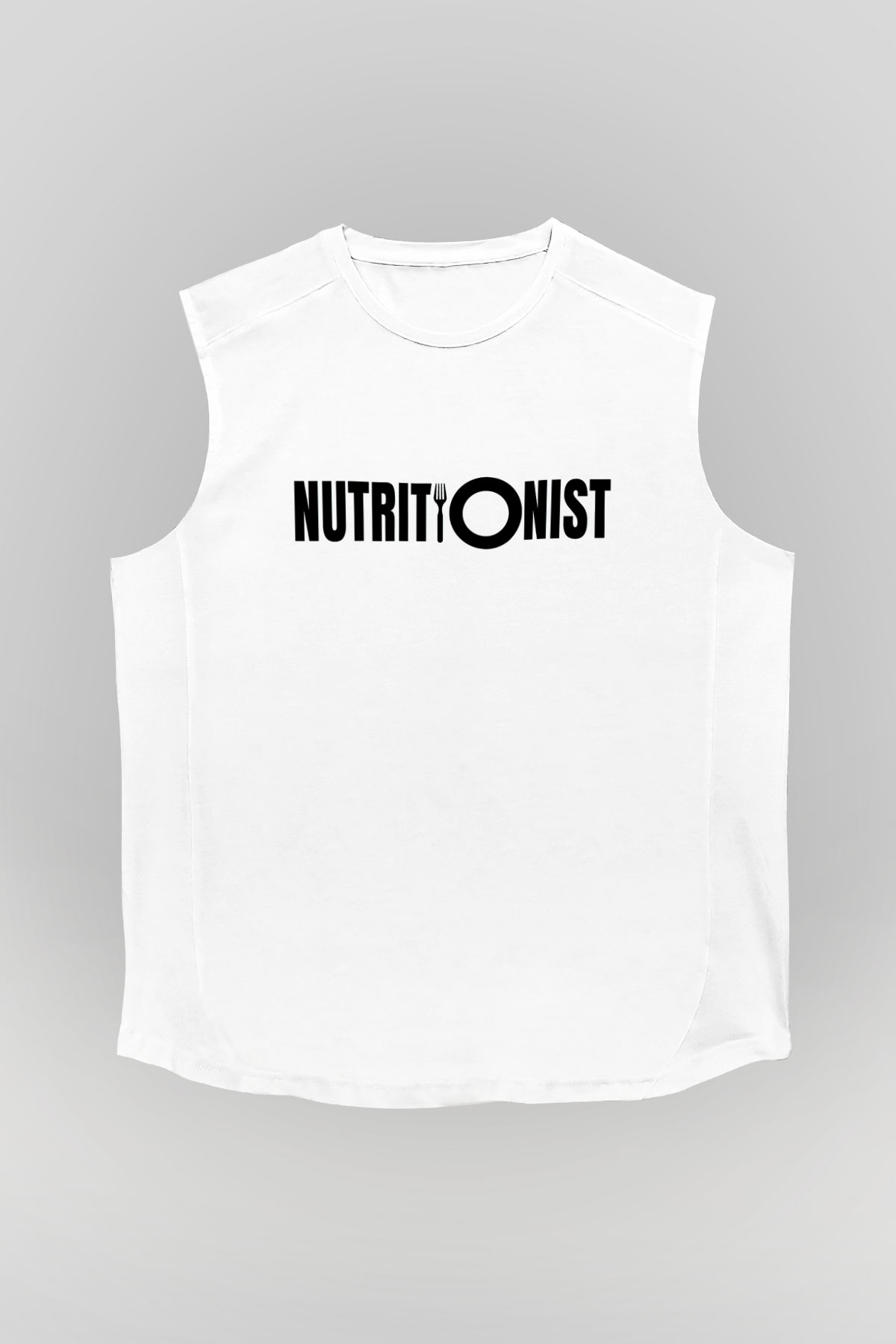 Diyetisyen Beyaz Unisex Kolsuz Tişört