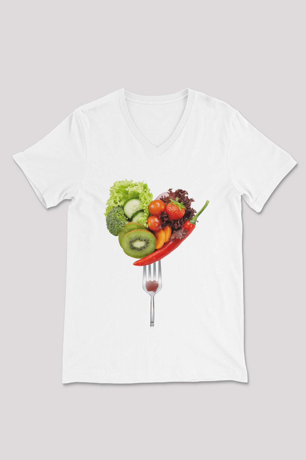 Diyetisyen Beyaz Unisex V Yaka Tişört