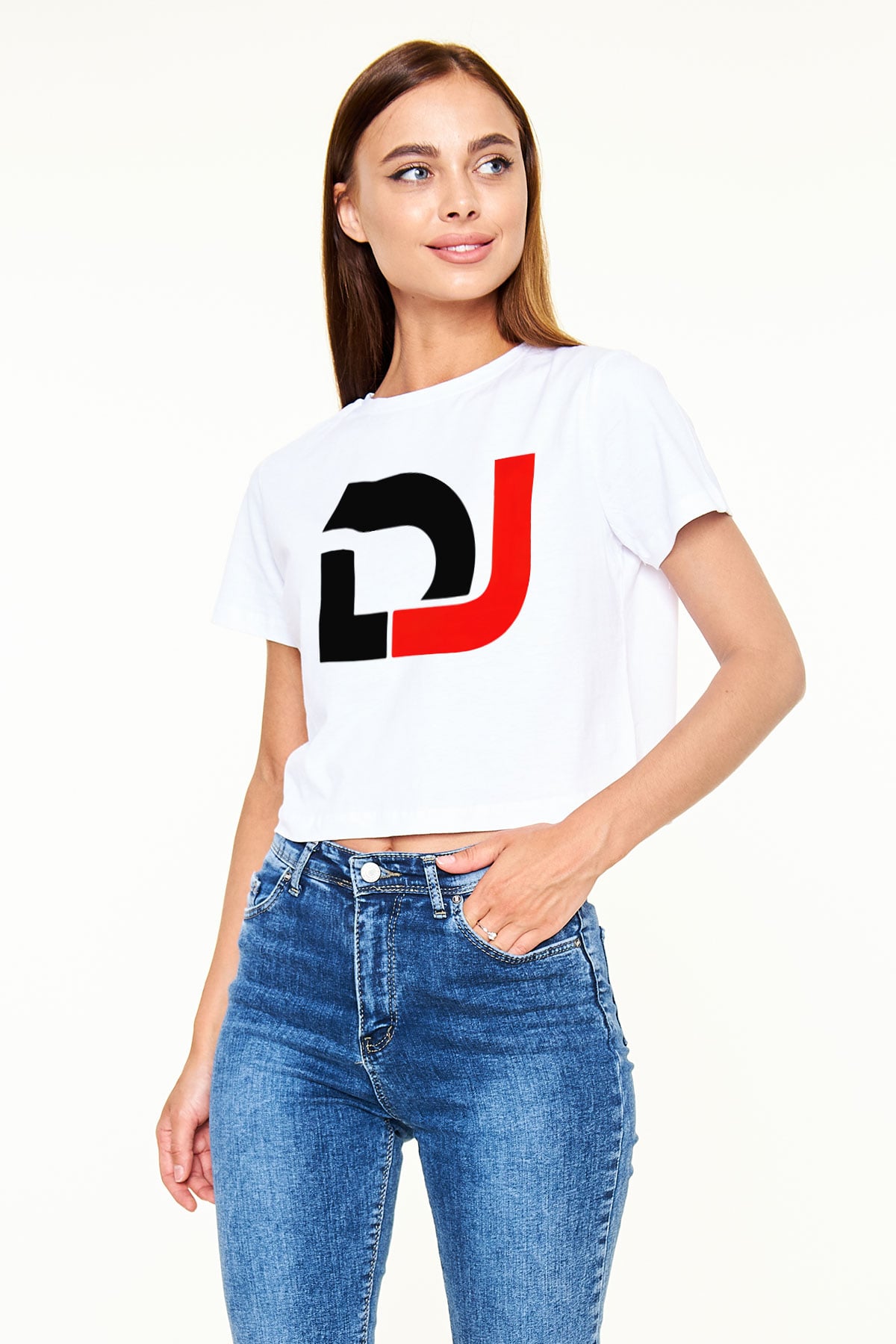 DJ Beyaz Croptop Tişört