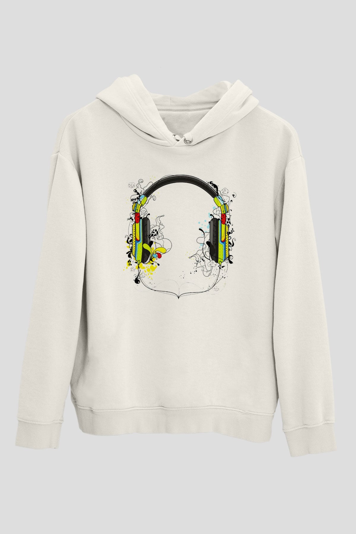 DJ Beyaz Unisex Kapşonlu Sweatshirt
