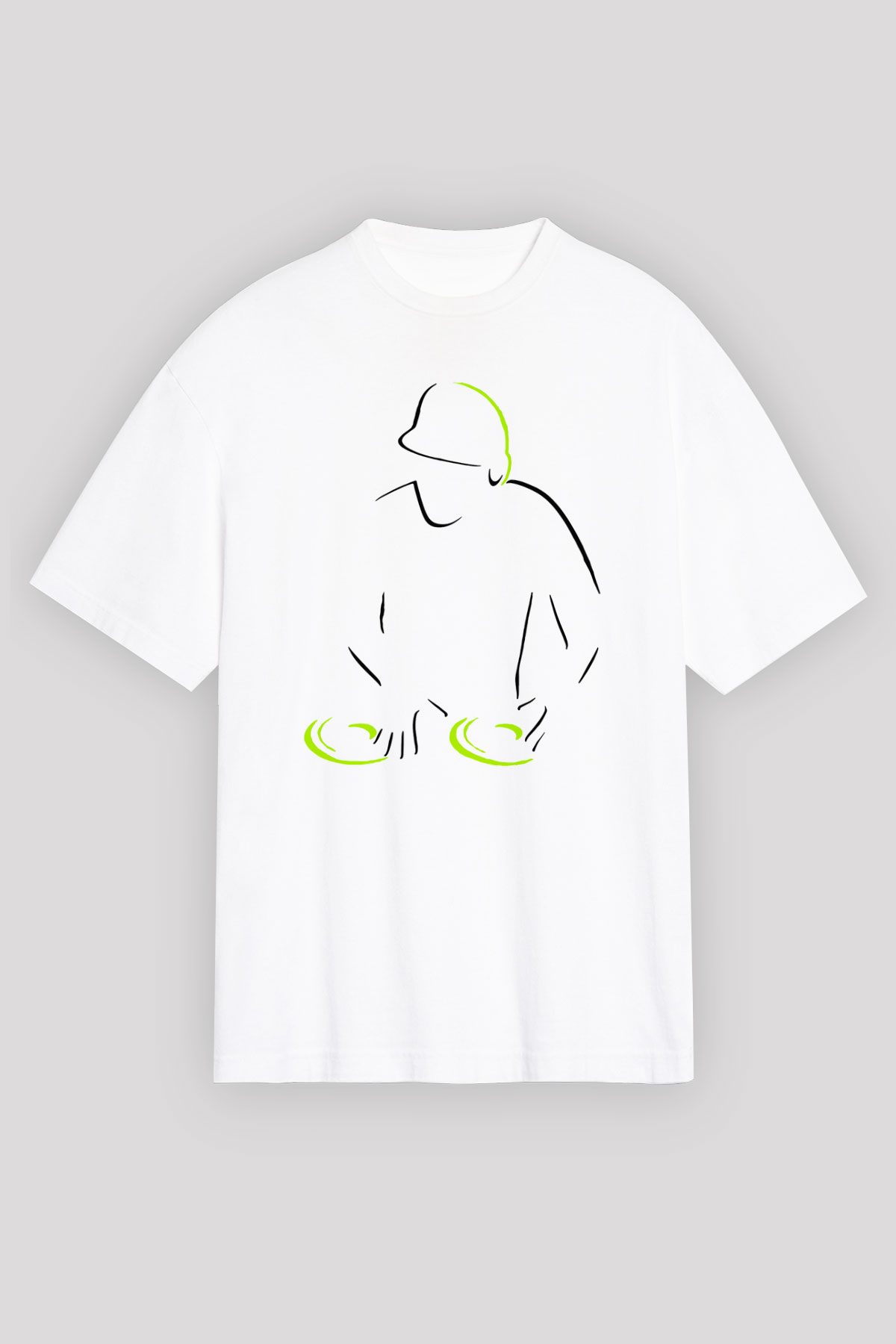DJ Beyaz Unisex Oversize Tişört T-Shirt