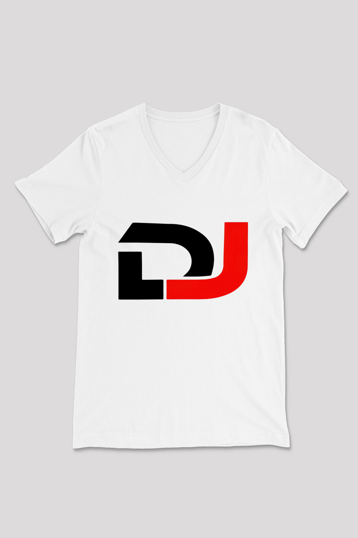 DJ Beyaz Unisex V Yaka Tişört T-Shirt