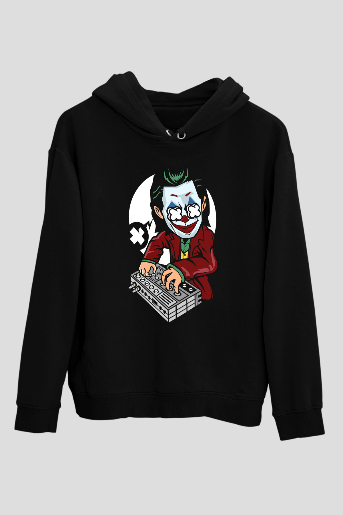 Dj Joker Baskılı Unisex Siyah Hoodie