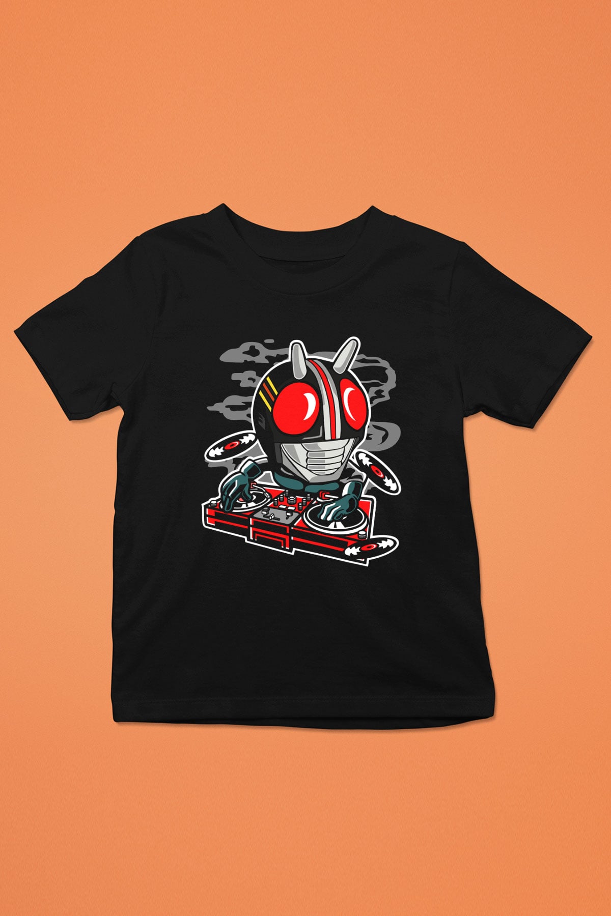 DJ Kamen Baskılı Unisex Siyah Çocuk Tişört