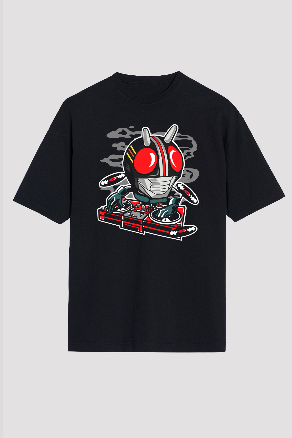 DJ Kamen Baskılı Unisex Siyah Oversize Tişört