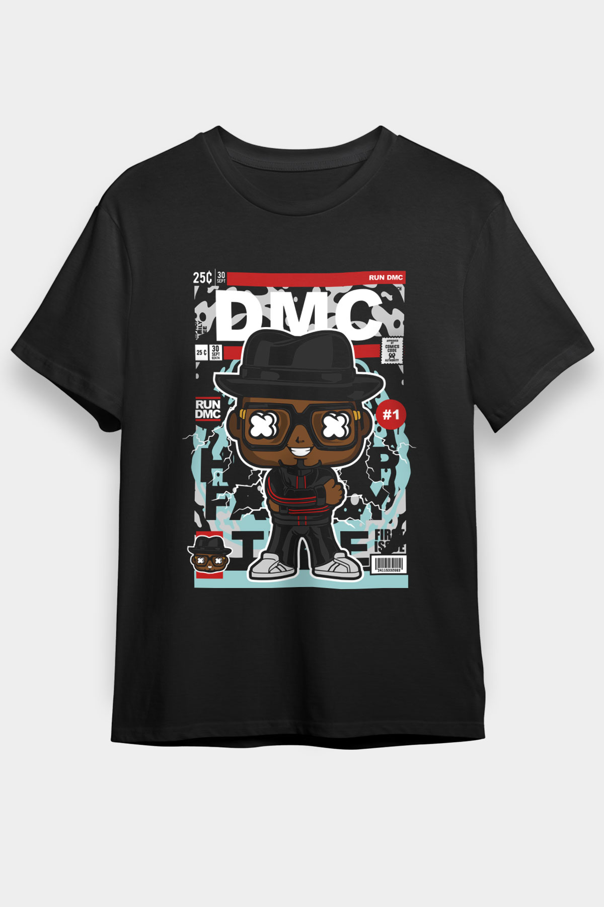 Dj Run DMC Baskılı Unisex Siyah Tişört