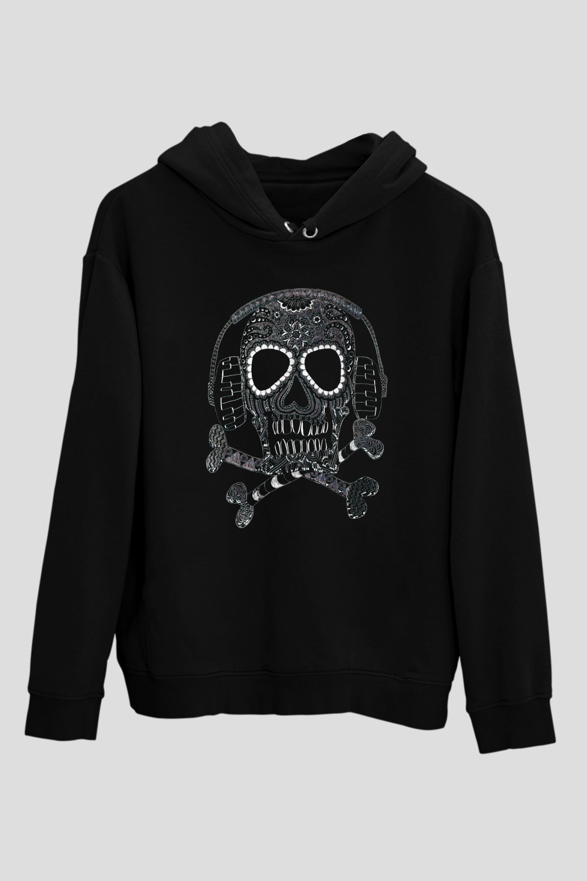 DJ Siyah Unisex Kapşonlu Sweatshirt