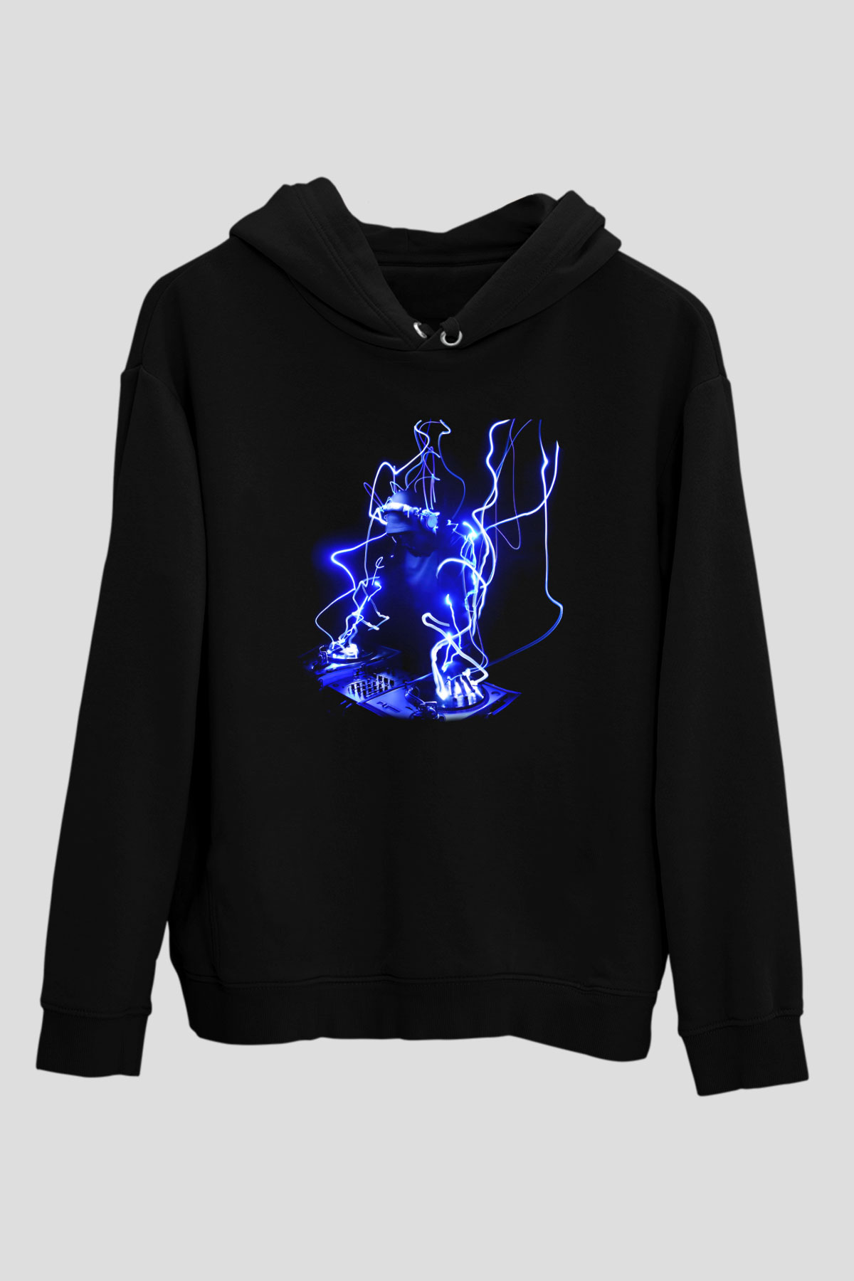 DJ Siyah Unisex Kapşonlu Sweatshirt