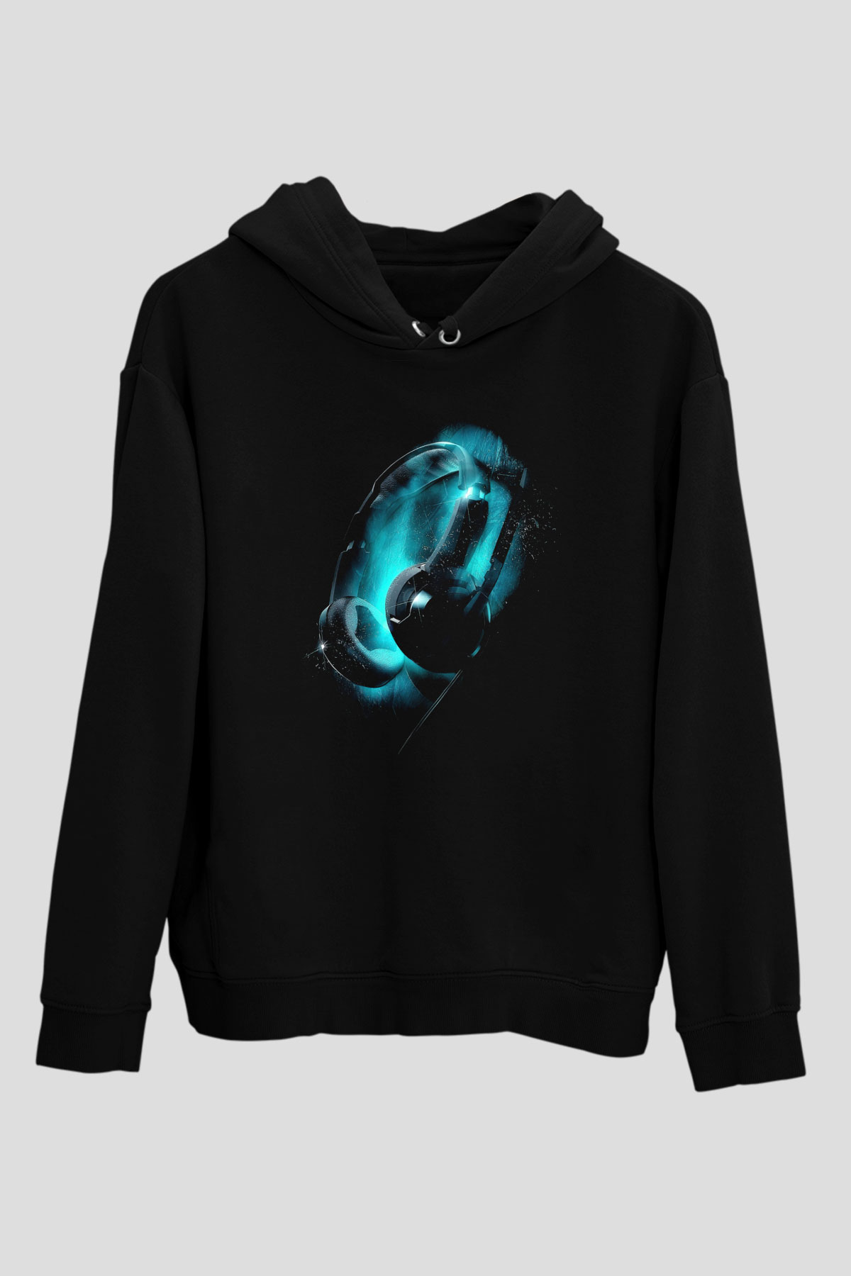 DJ Siyah Unisex Kapşonlu Sweatshirt