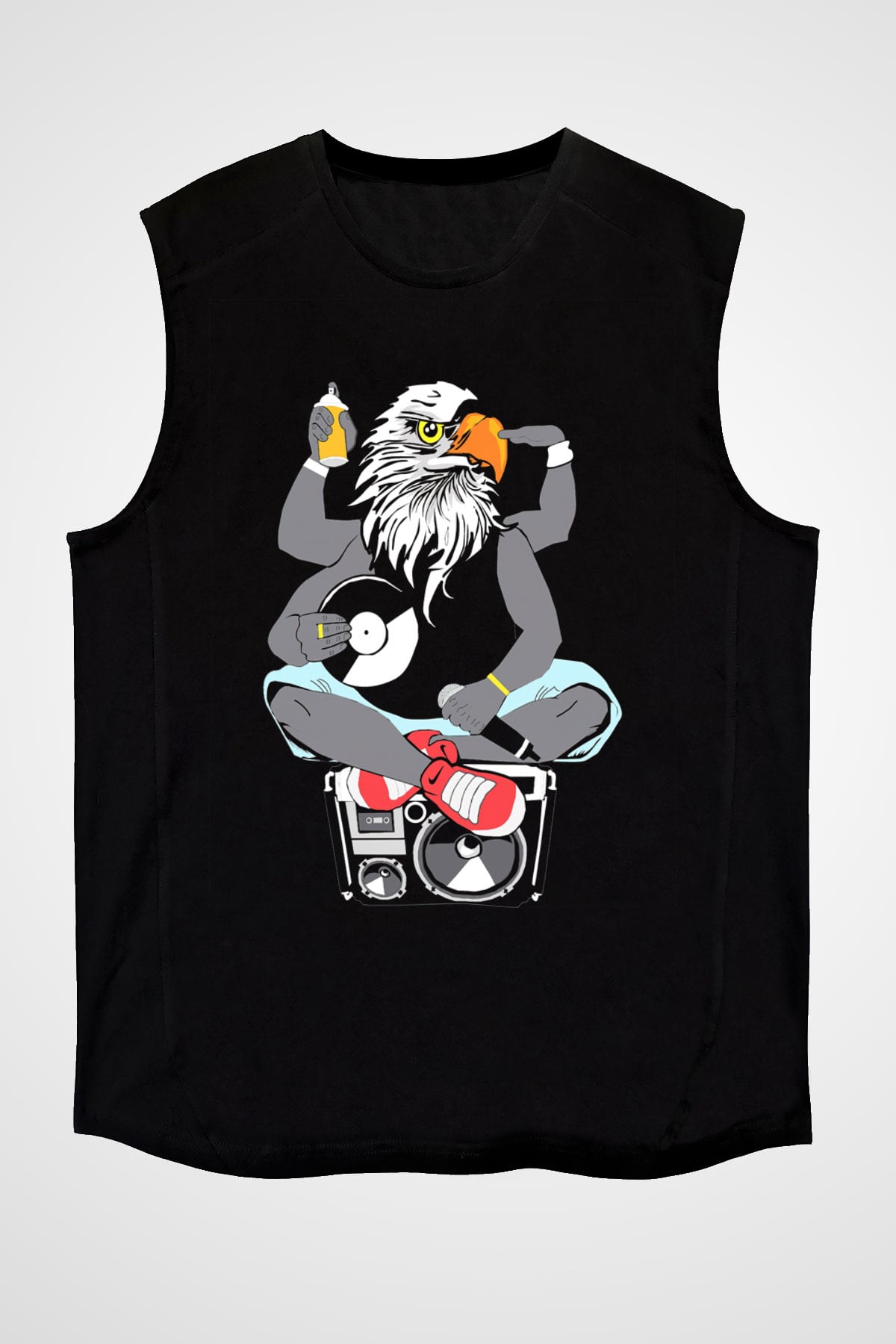 DJ Siyah Unisex Kolsuz Tişört