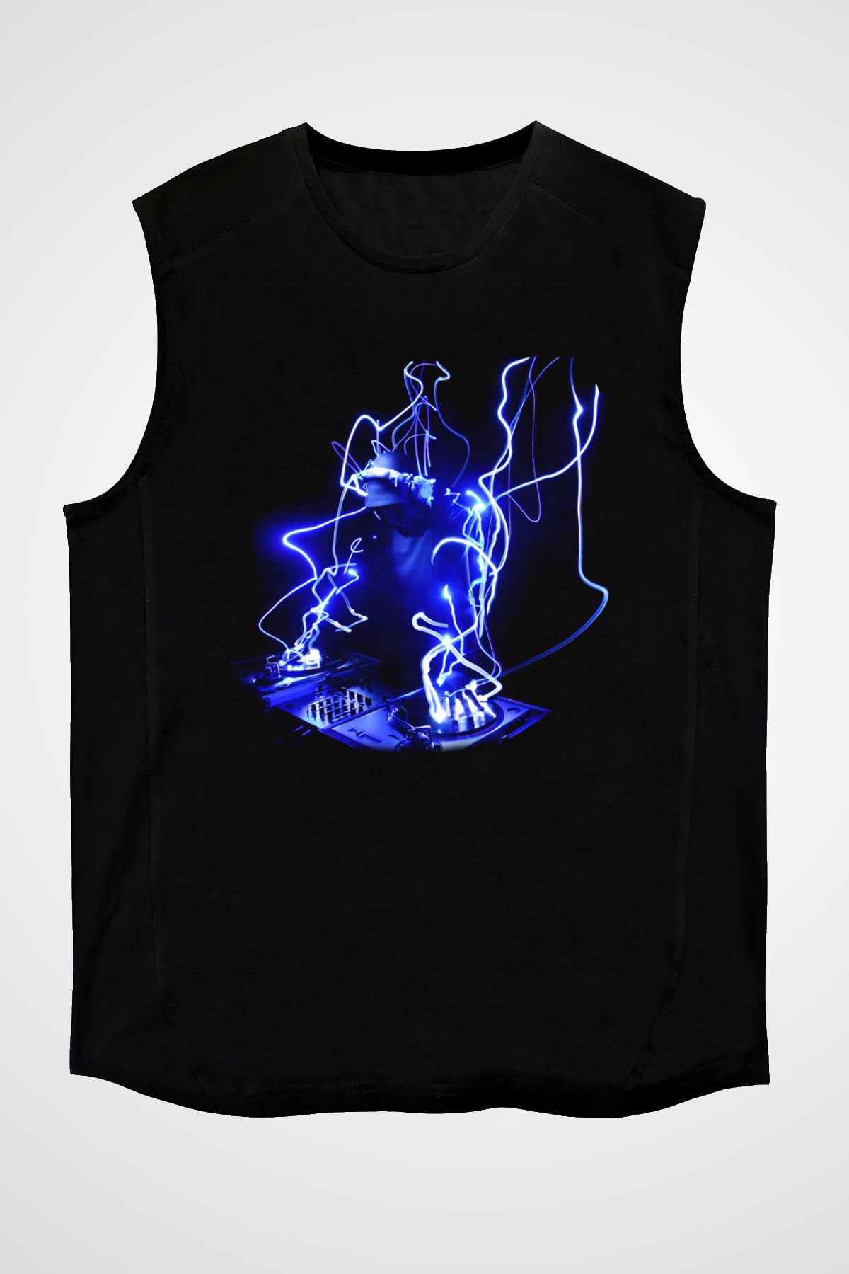 DJ Siyah Unisex Kolsuz Tişört