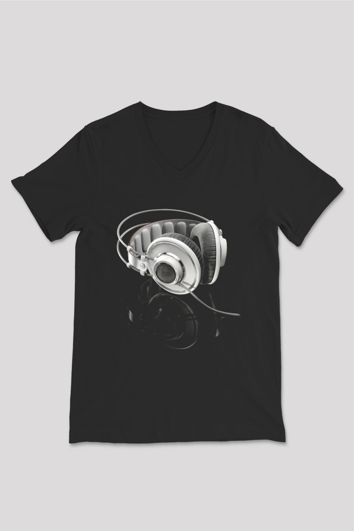 DJ Siyah Unisex V Yaka Tişört T-Shirt