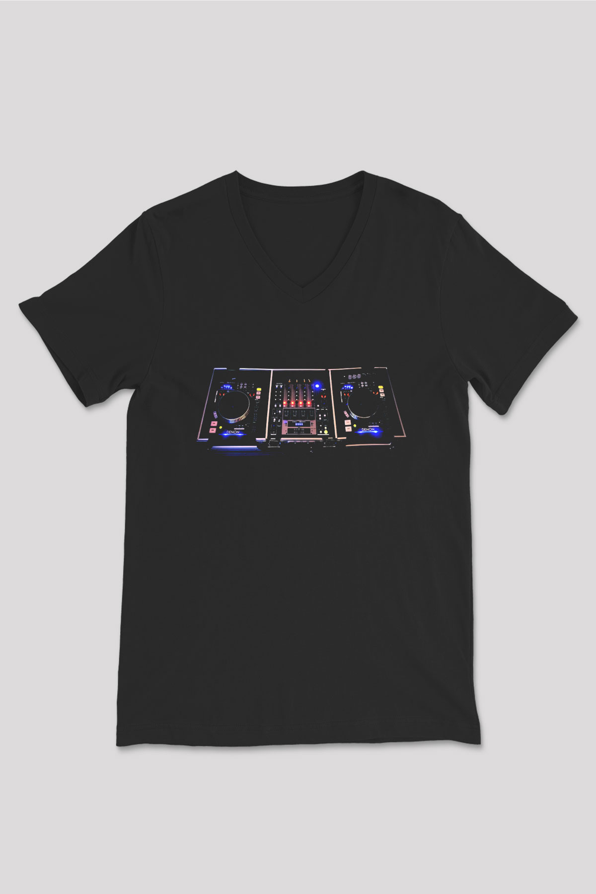 DJ Siyah Unisex V Yaka Tişört T-Shirt