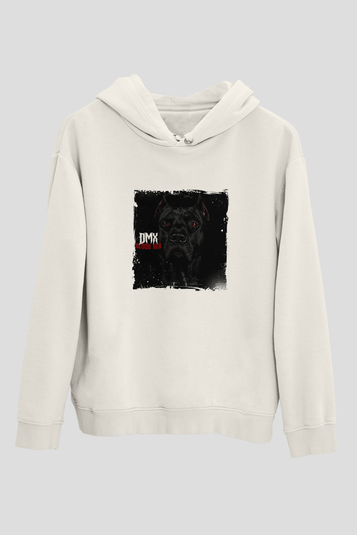 DMX Baskılı Unisex Beyaz Kapüşonlu Sweatshirt