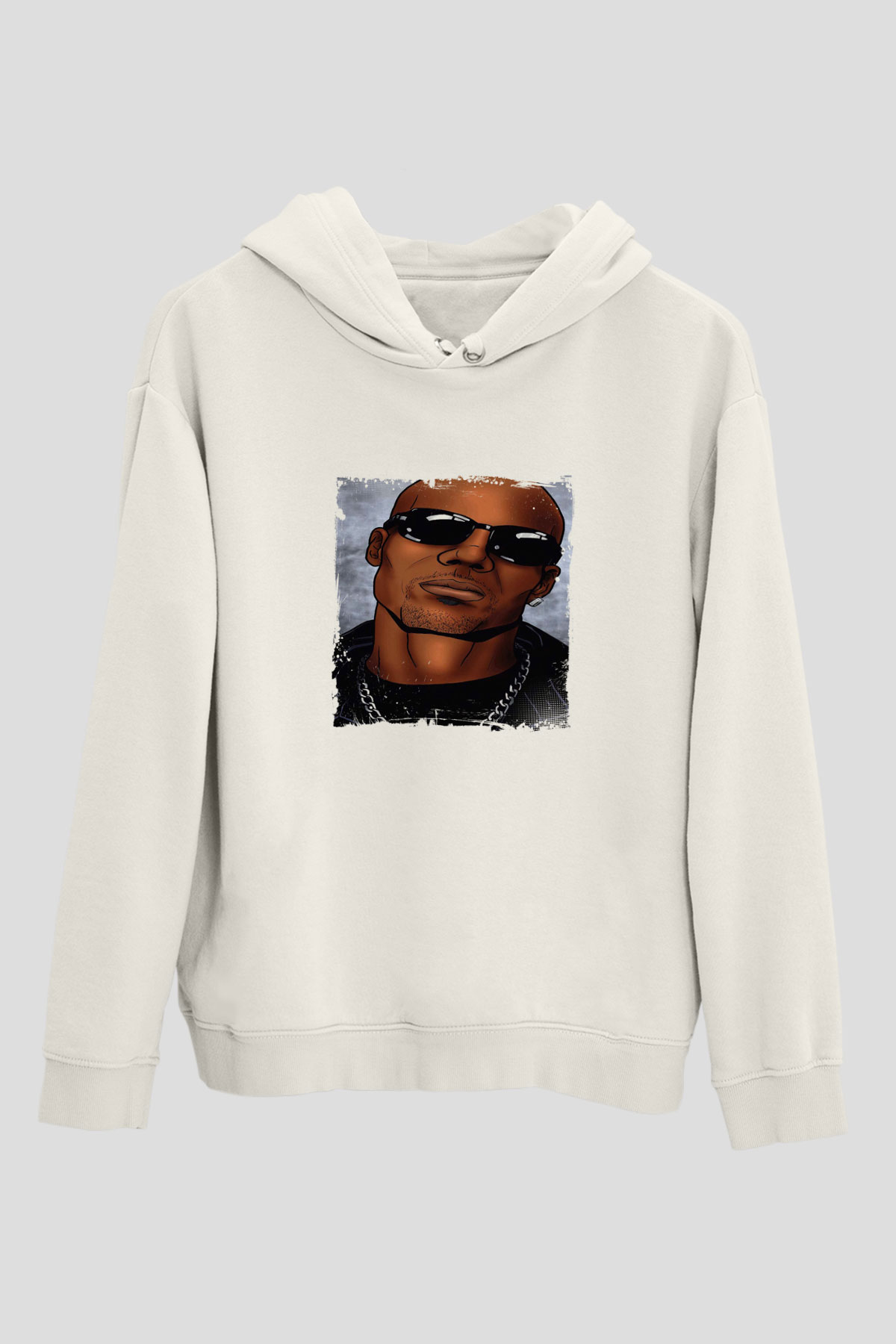 DMX Baskılı Unisex Beyaz Kapüşonlu Sweatshirt