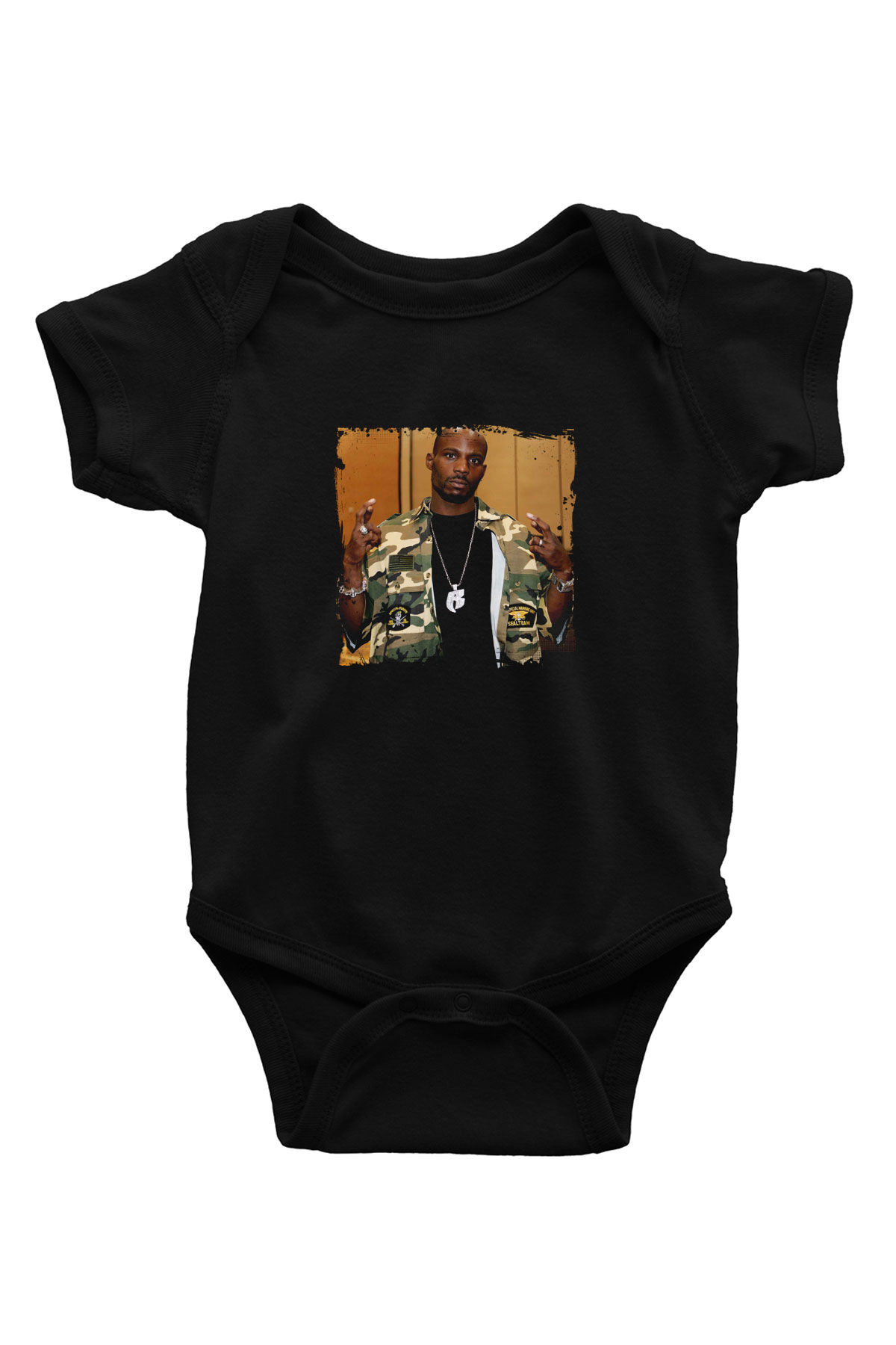 DMX Baskılı Unisex Siyah Bebek Body - Zıbın