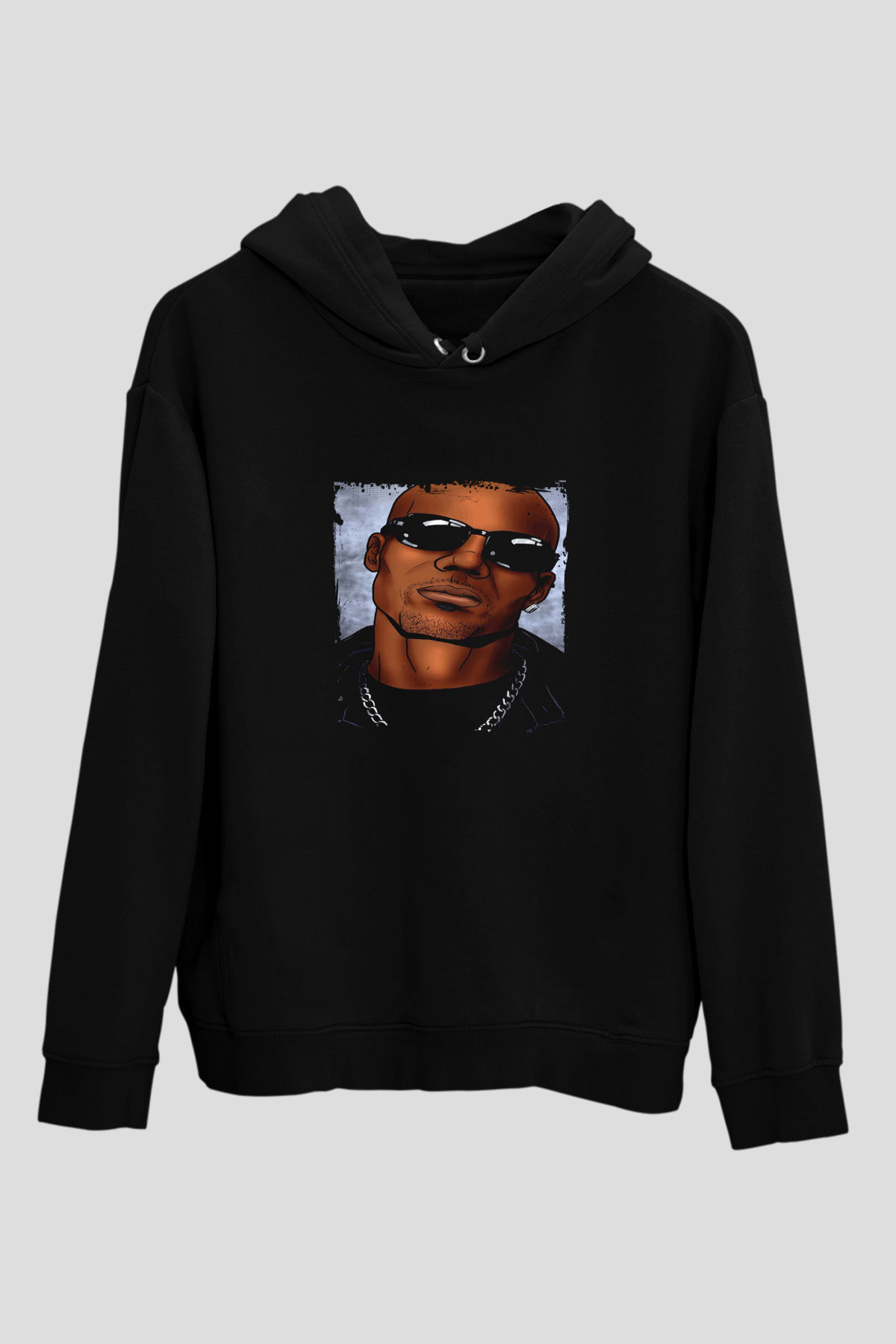 DMX Baskılı Unisex Siyah Hoodie