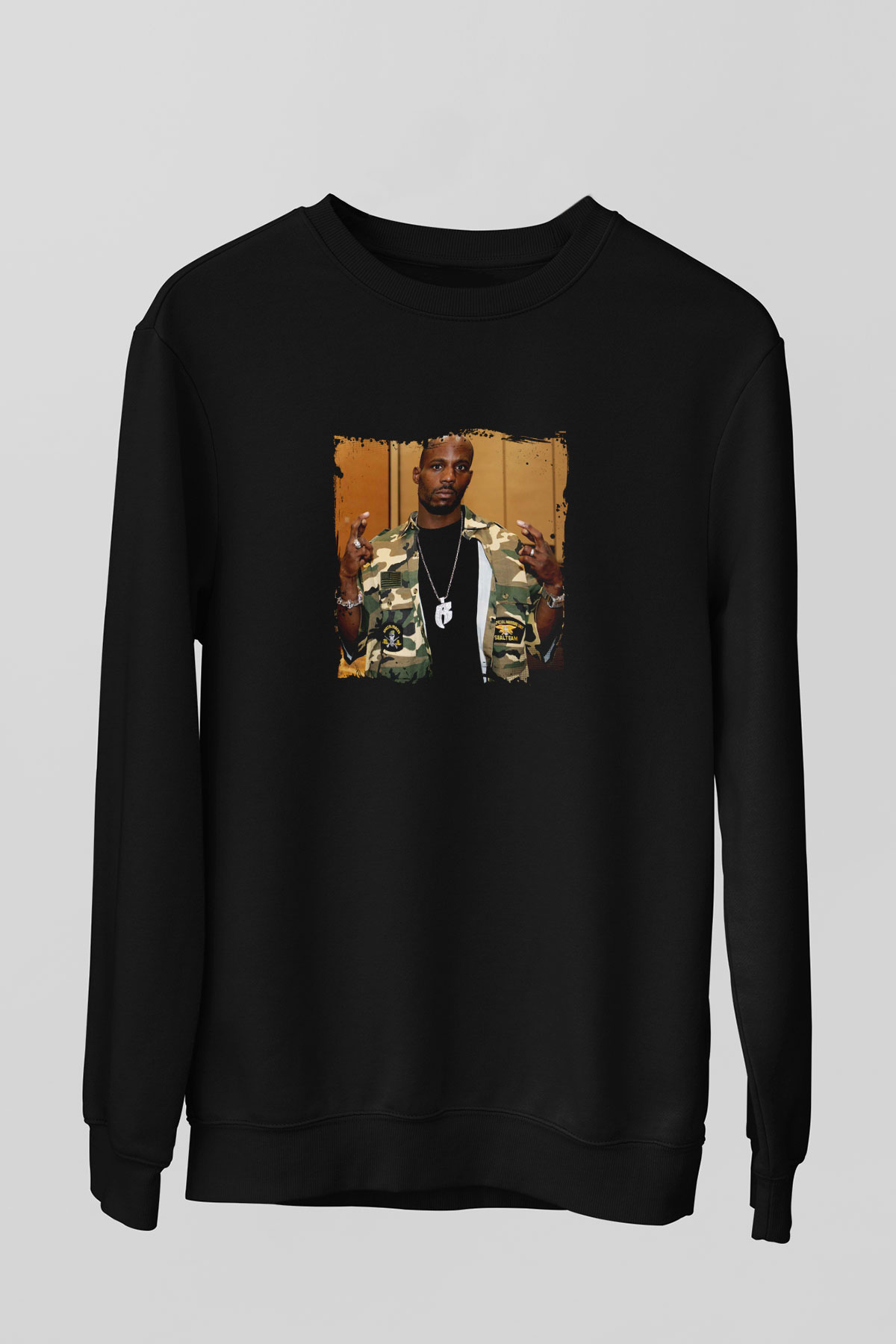 DMX Baskılı Unisex Siyah Sweatshirt