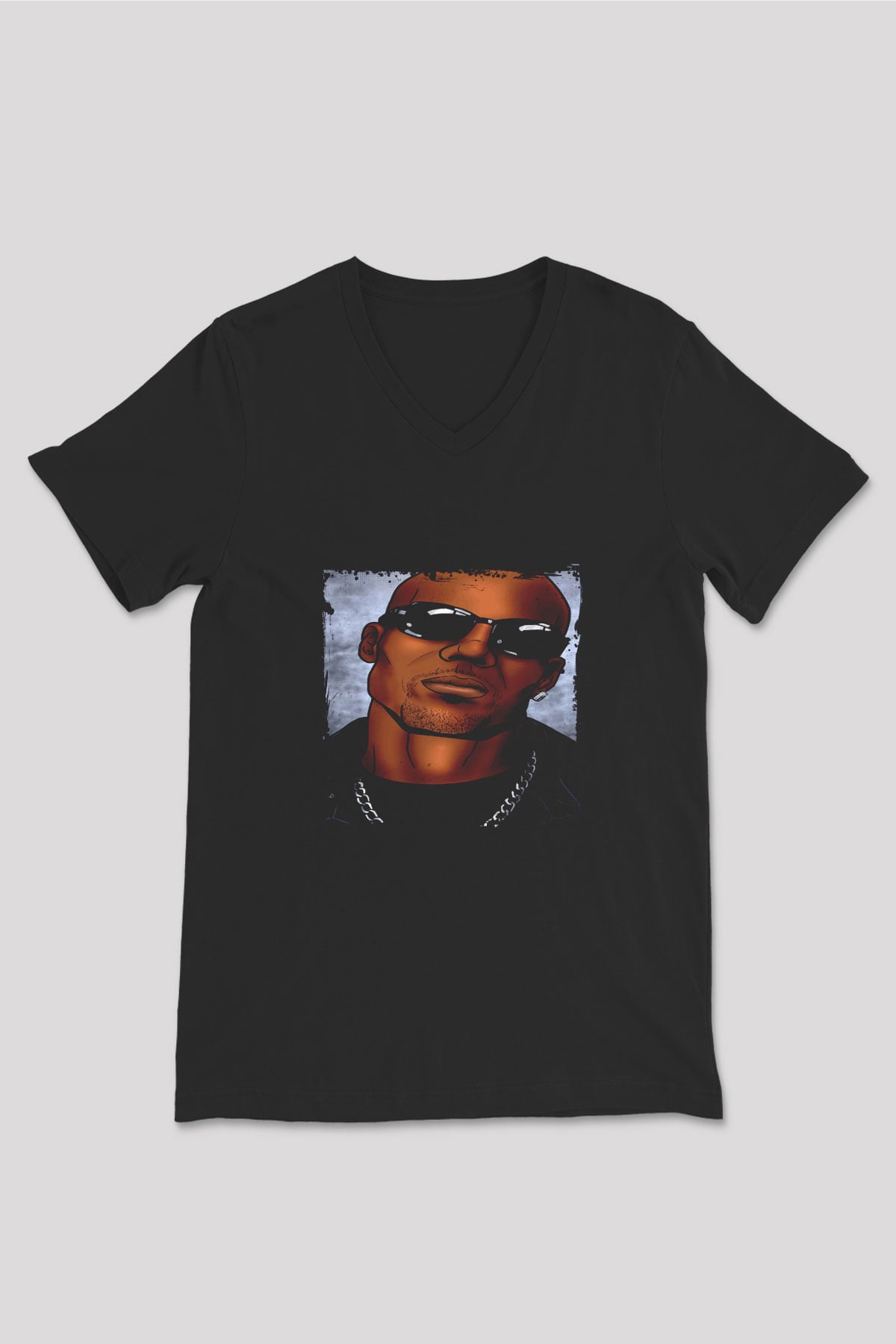 DMX Baskılı Unisex Siyah V Yaka Tişört