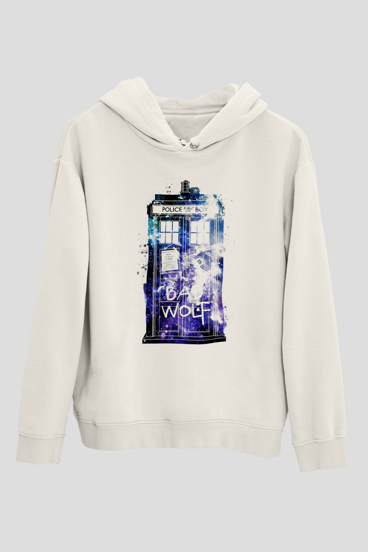 Doctor Who Beyaz Unisex Kapşonlu Sweatshirt