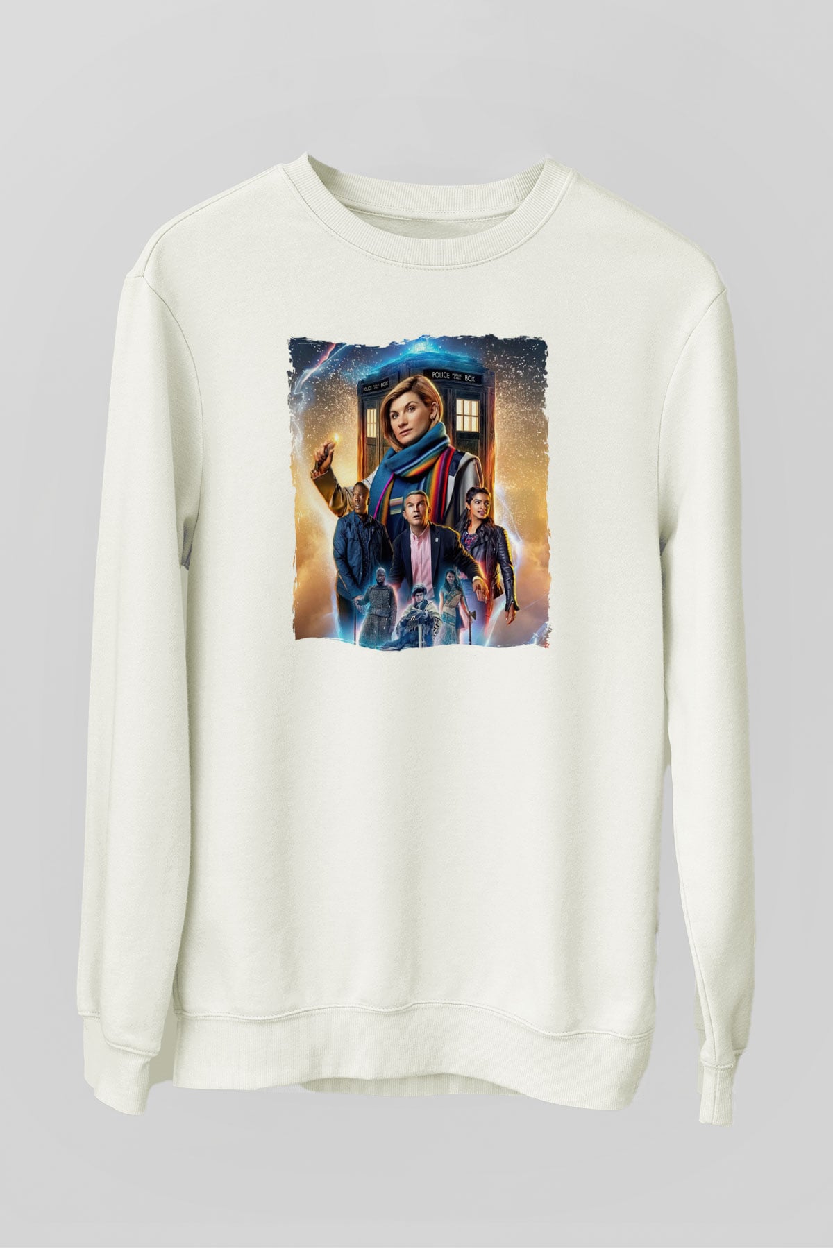 Doctor Who Beyaz Unisex Sweatshirt