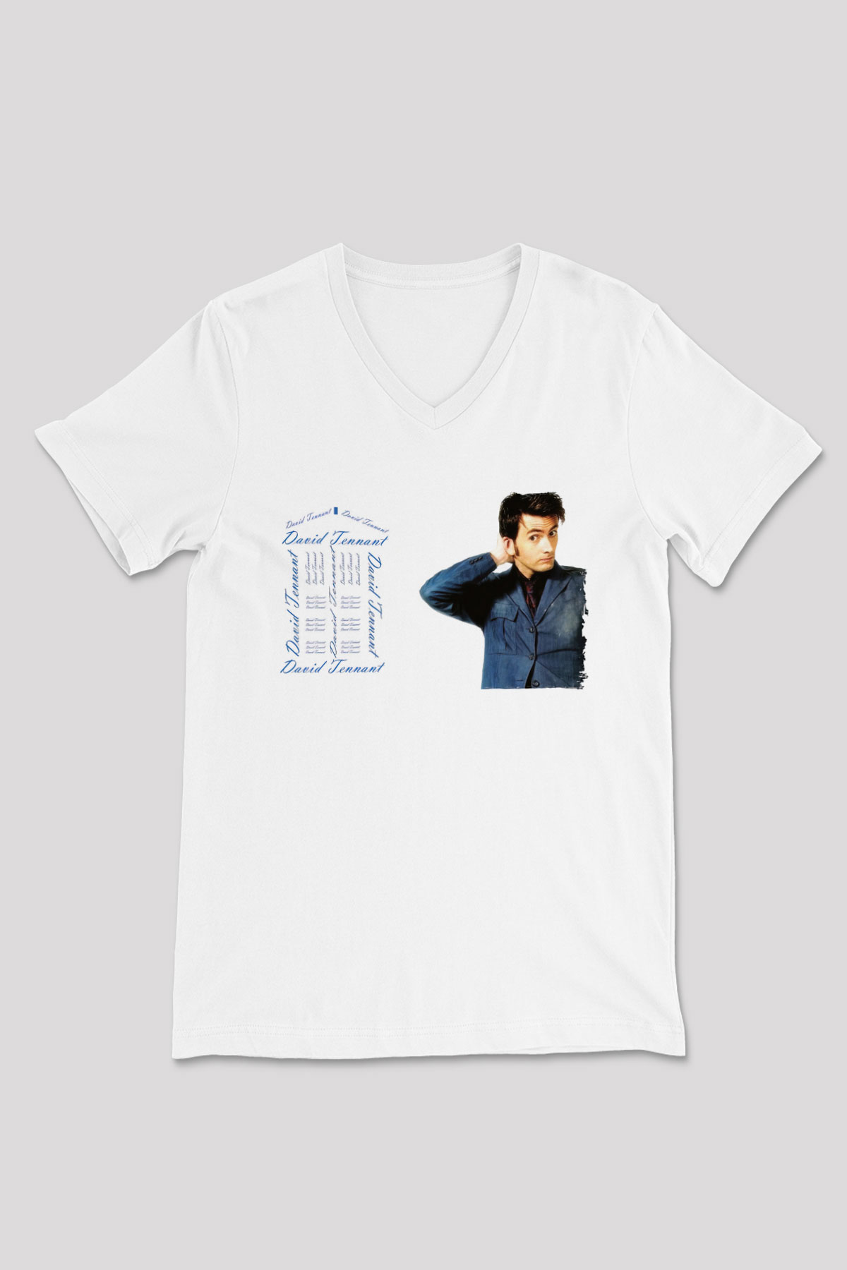 Doctor Who Beyaz Unisex V Yaka Tişört