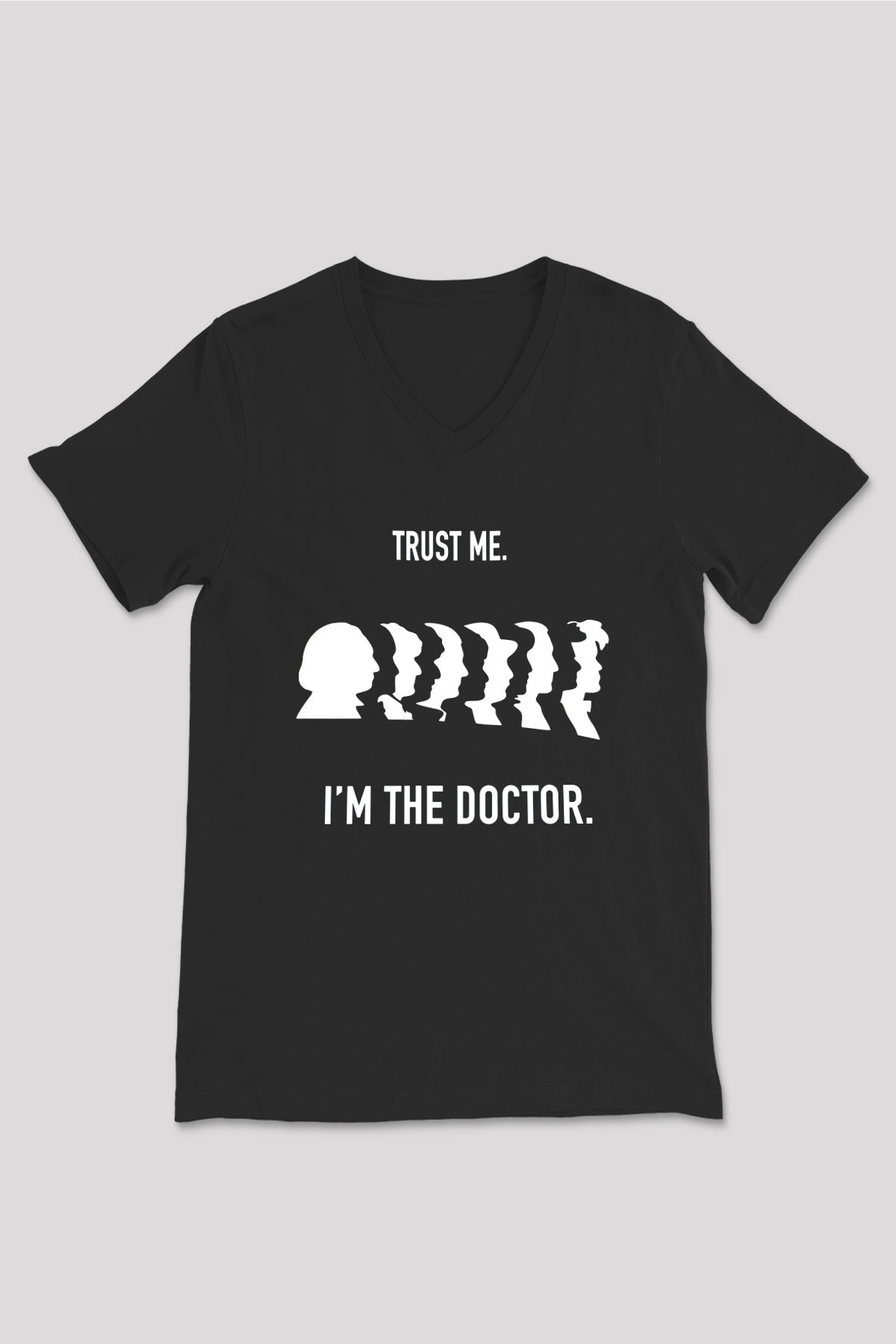 Doctor Who Siyah Unisex V Yaka Tişört T-Shirt