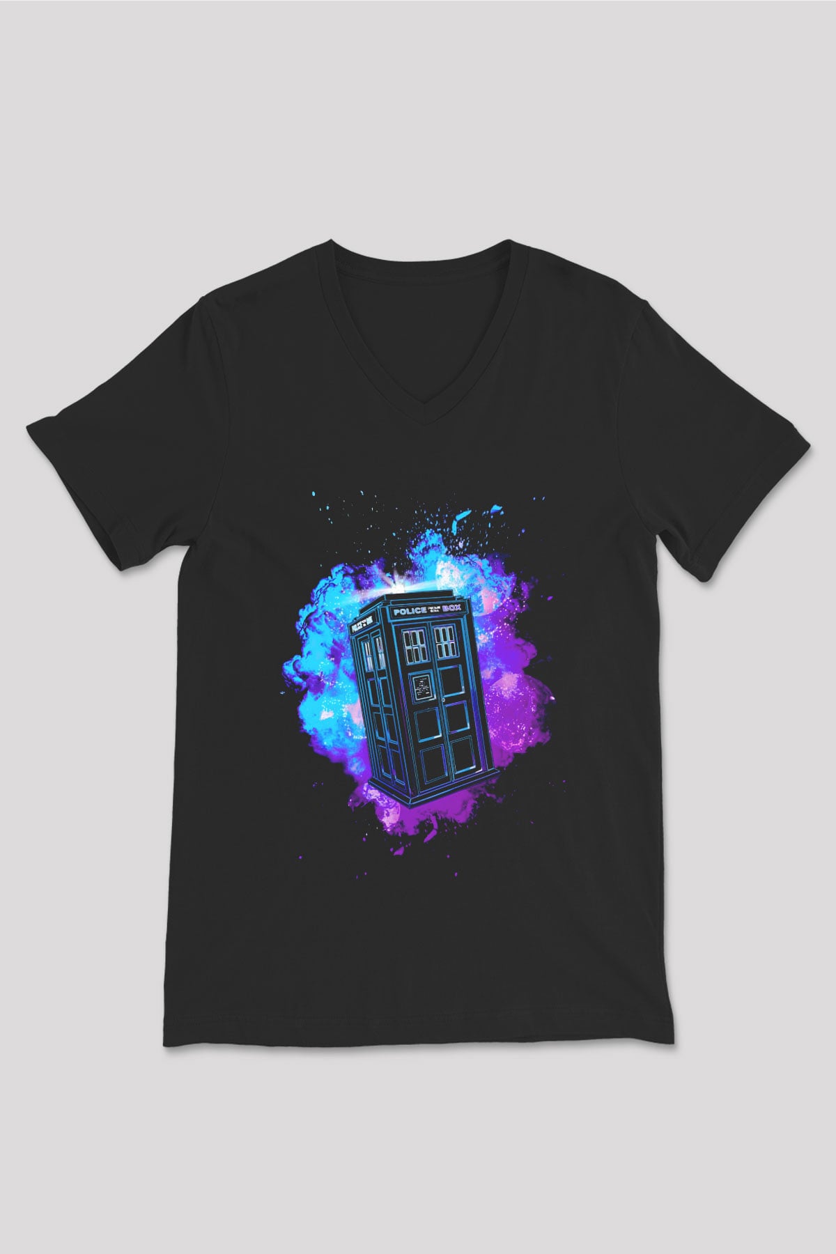 Doctor Who Siyah Unisex V Yaka Tişört