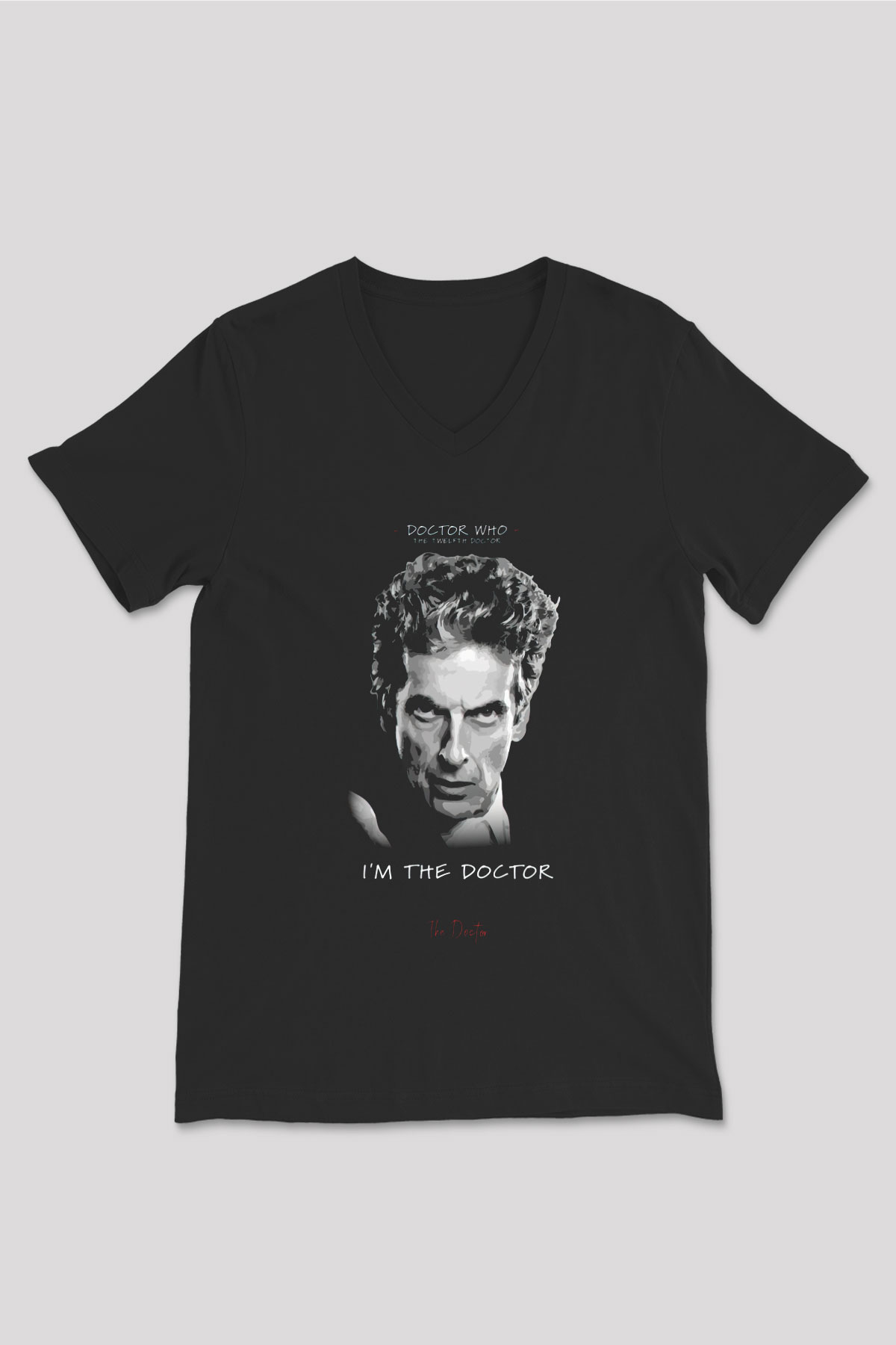 Doctor Who Siyah Unisex V Yaka Tişört