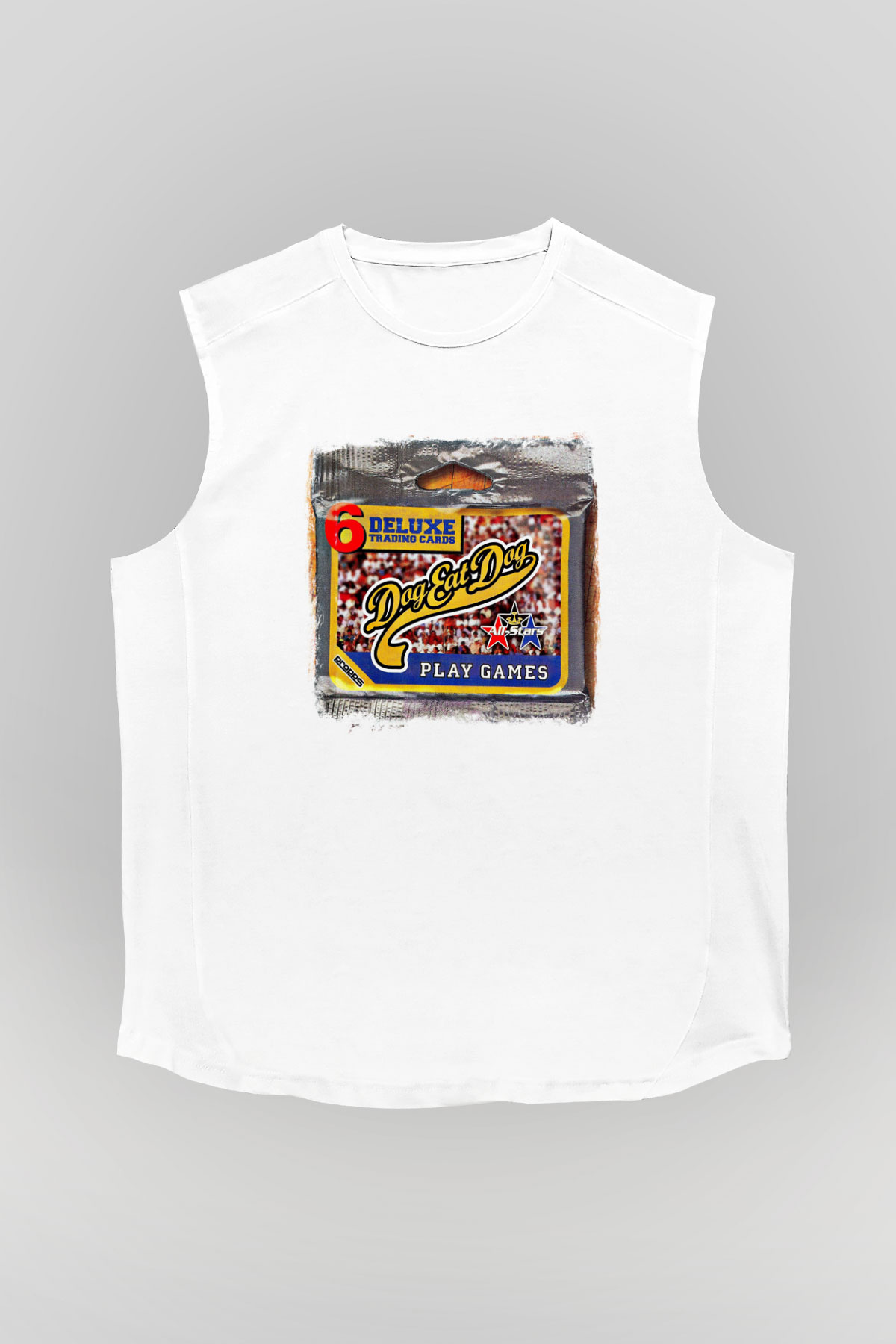 Dog Eat Dog Baskılı Unisex Beyaz Kolsuz Tişört