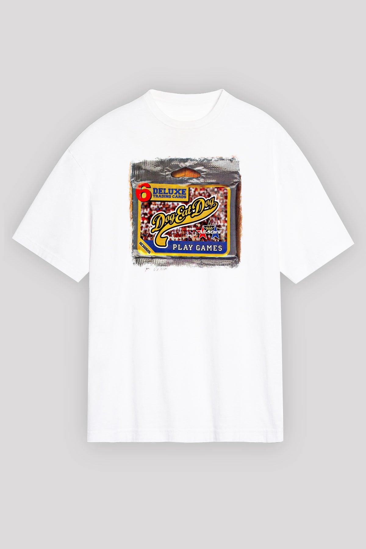 Dog Eat Dog Baskılı Unisex Beyaz Oversize Tişört
