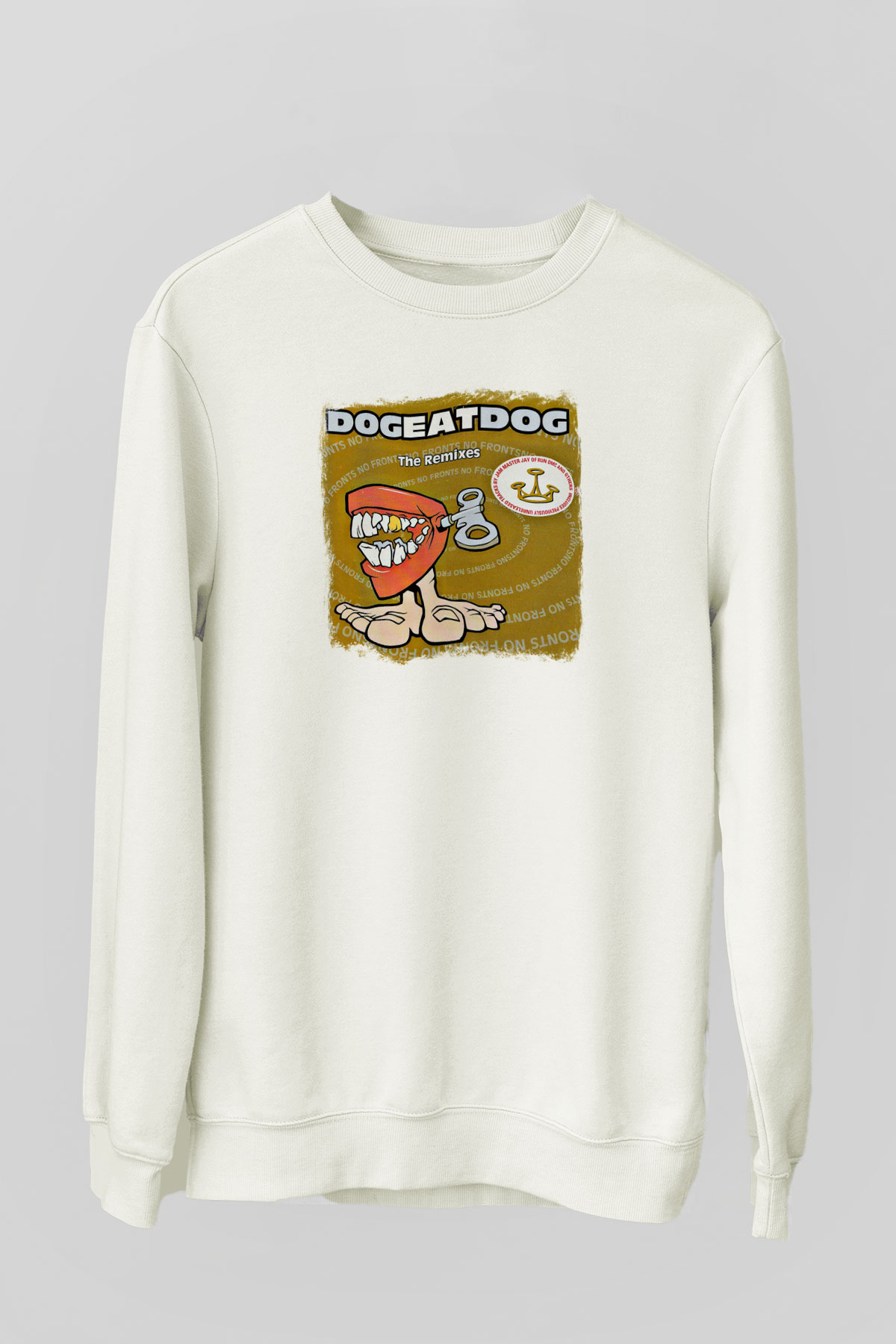 Dog Eat Dog Baskılı Unisex Beyaz Sweatshirt
