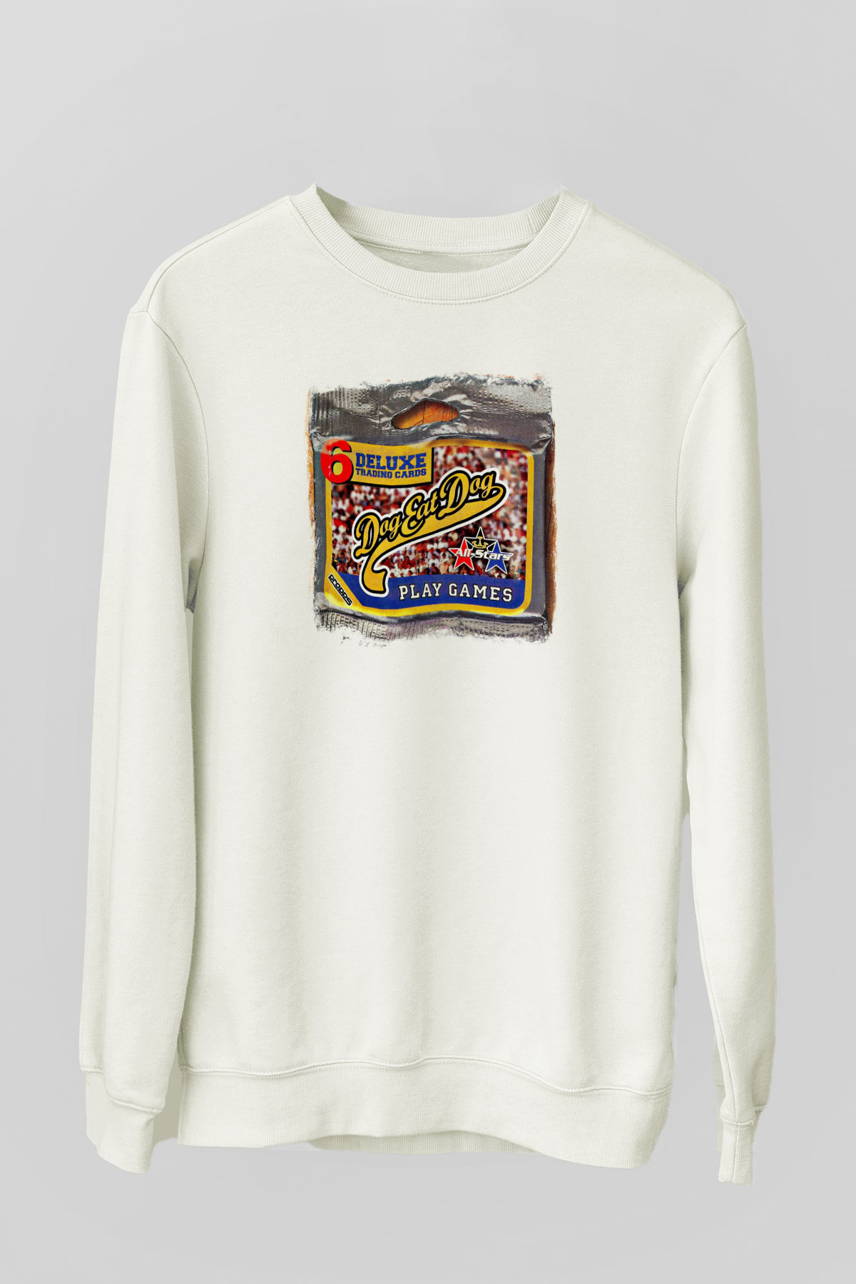 Dog Eat Dog Baskılı Unisex Beyaz Sweatshirt