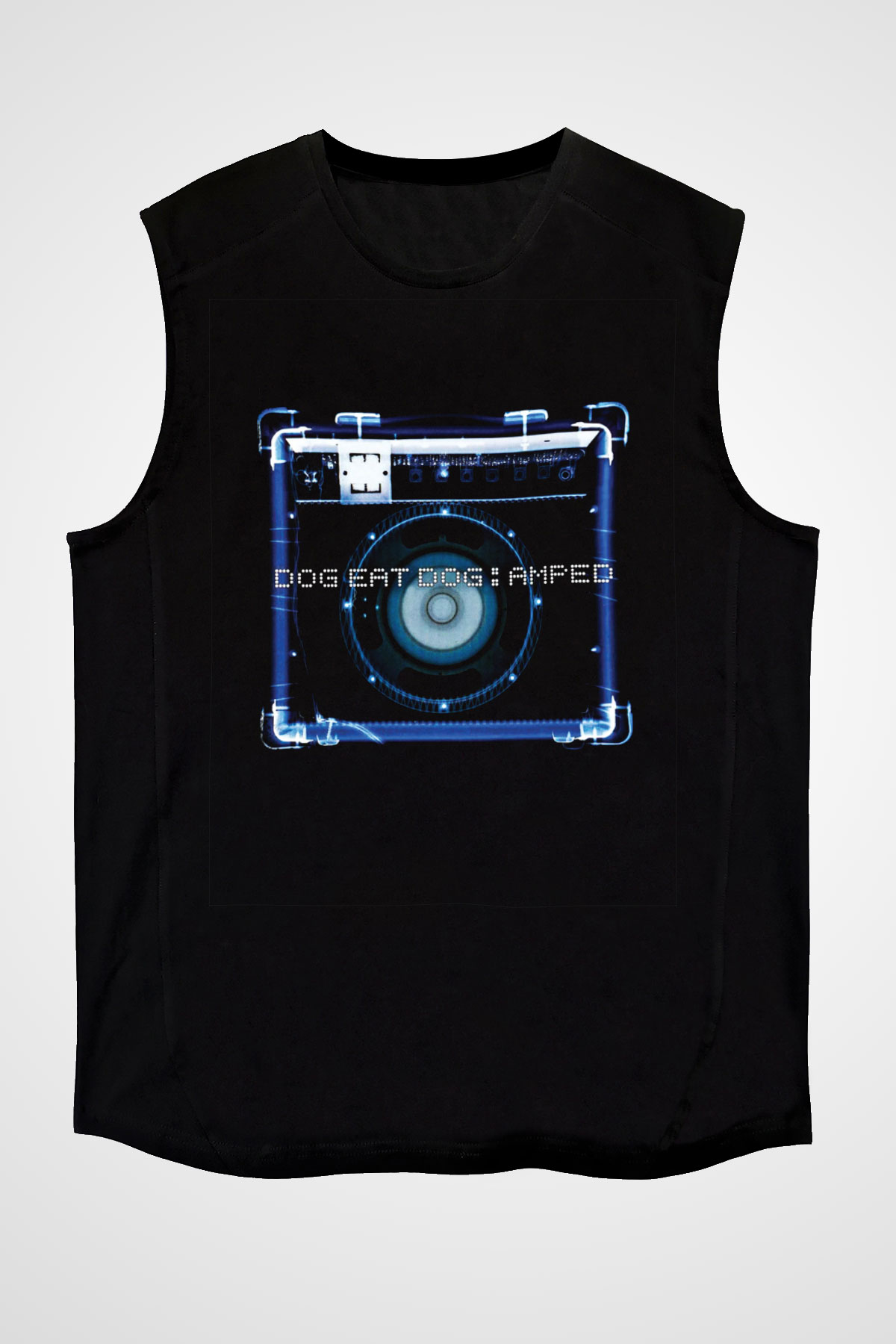 Dog Eat Dog Baskılı Unisex Siyah Kolsuz Tişört