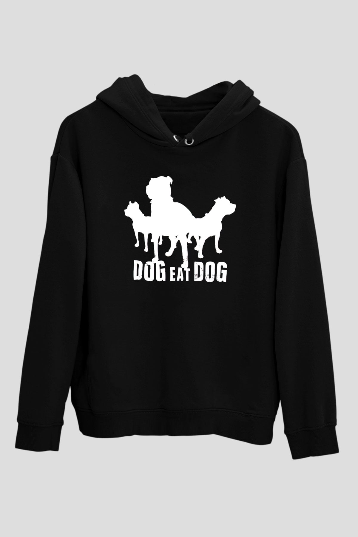 Dog Eat Dog Siyah Unisex Kapüşonlu Sweatshirt