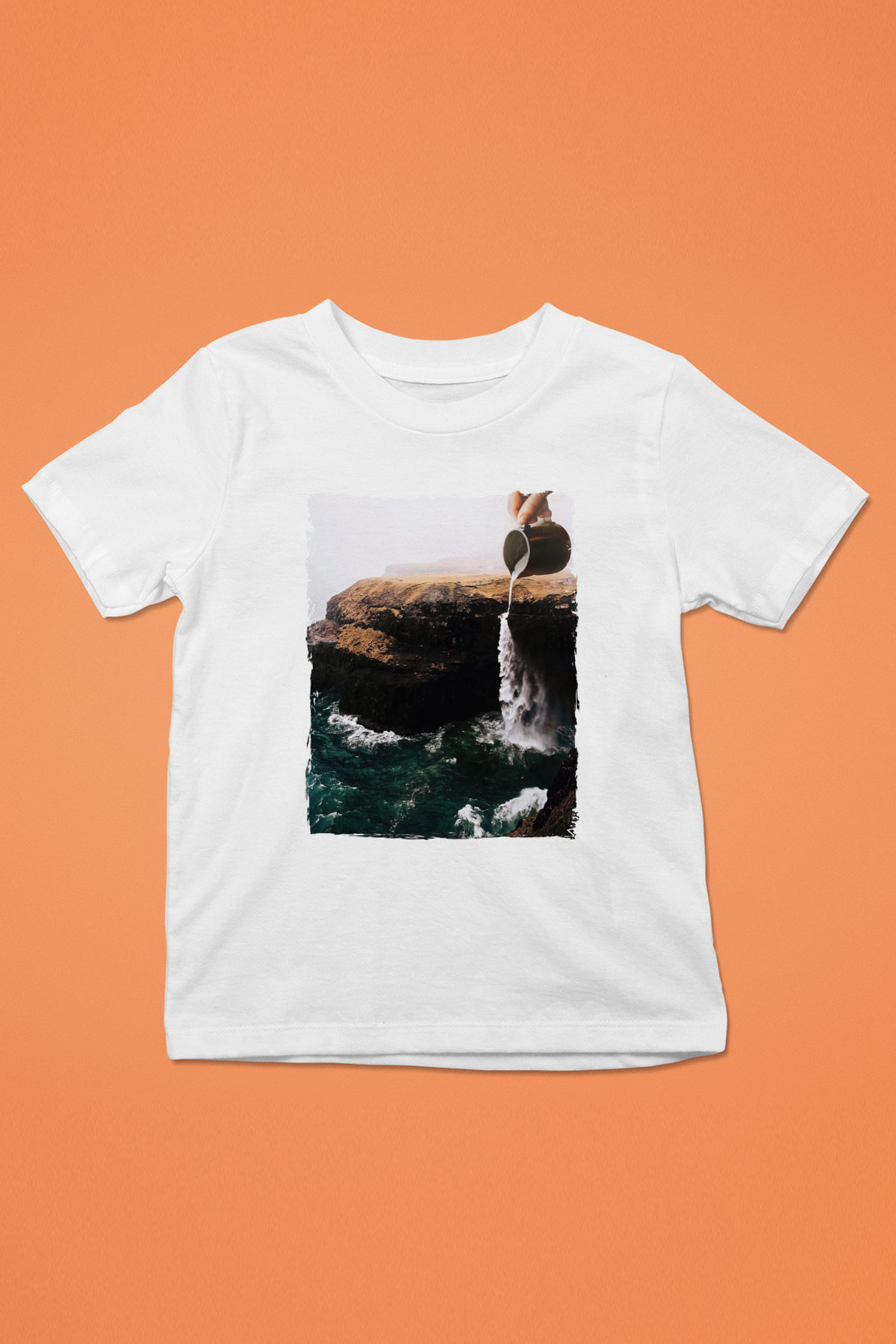 Doğa Manipülasyon Baskılı Unisex Beyaz  Çocuk Tişört