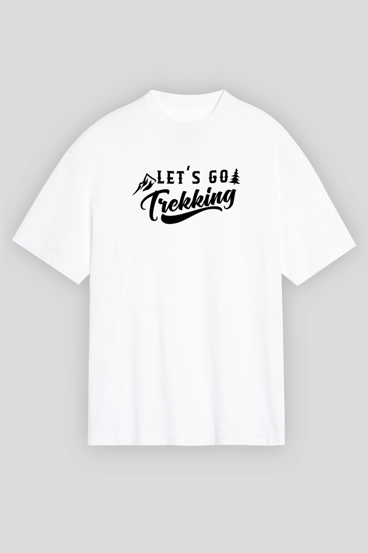 Doğa Yürüyüşü Baskılı Unisex Beyaz Oversize Tişört - Tshirt