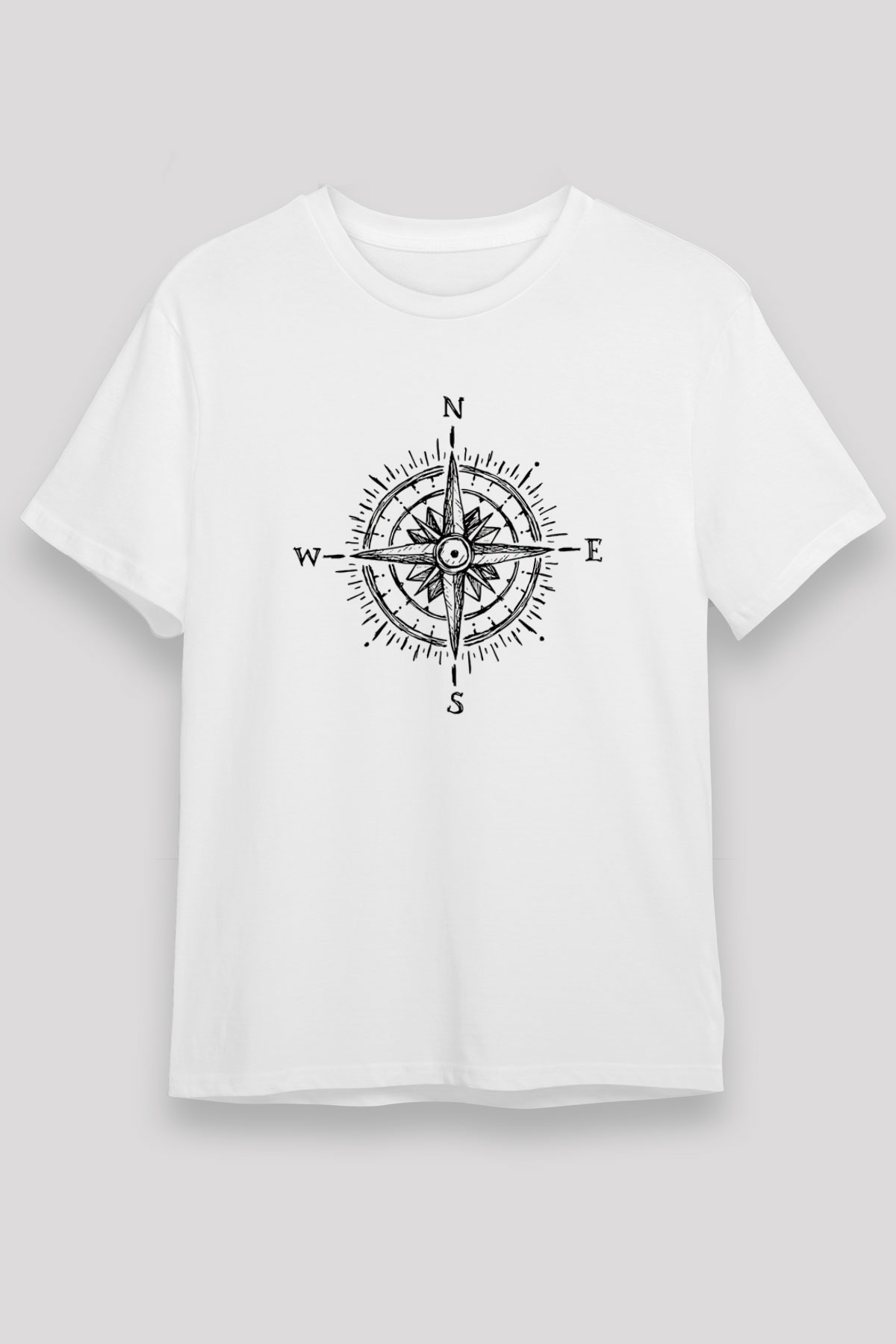 Doğa Yürüyüşü Baskılı Unisex Beyaz Tişört - Tshirt