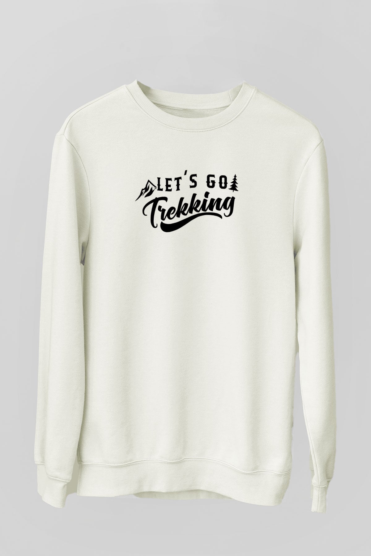 Doğa Yürüyüşü Baskılı Unisex Ekru Sweatshirt