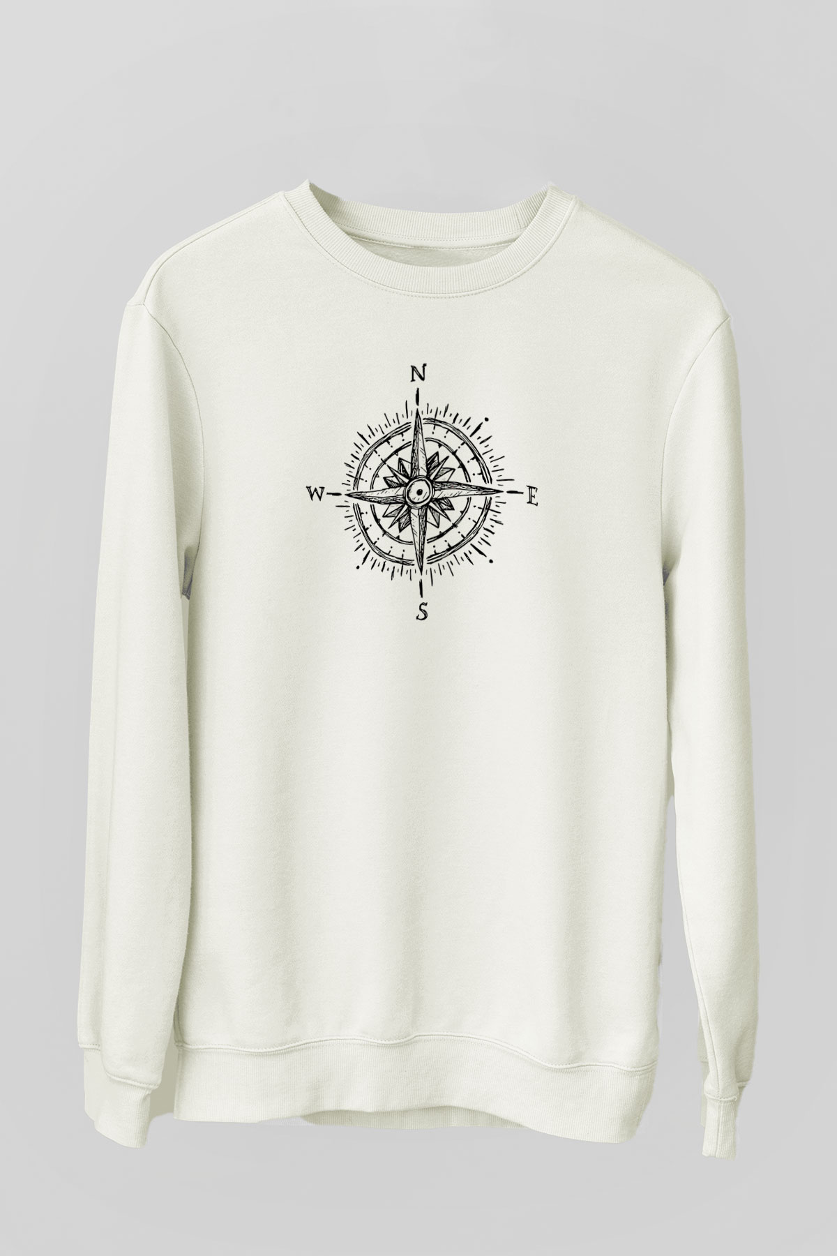 Doğa Yürüyüşü Baskılı Unisex Ekru Sweatshirt