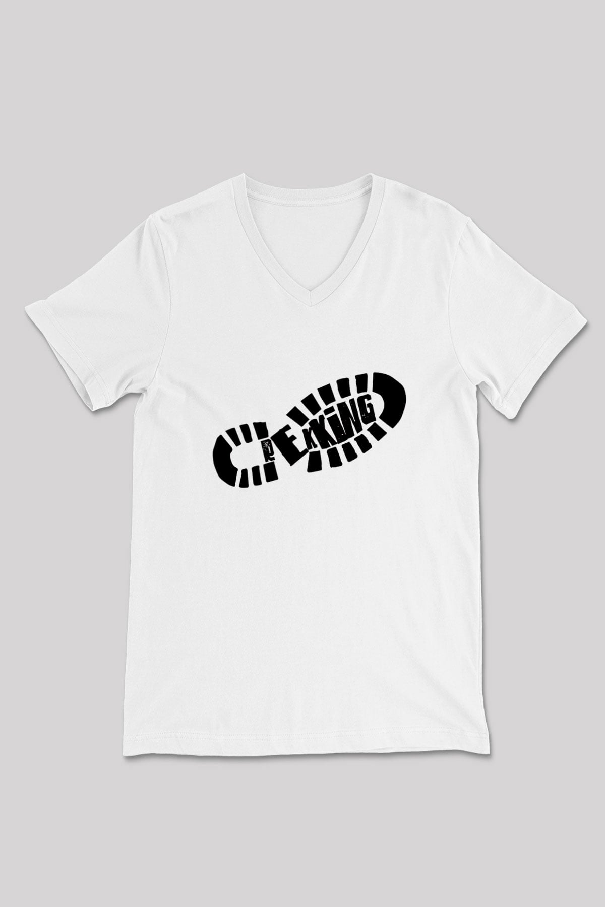 Doğa Yürüyüşü Baskılı Unisex V Yaka Tişört - Tshirt